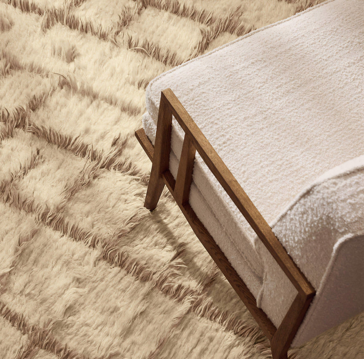THE ONE × Director — White Boucle Accent Chair