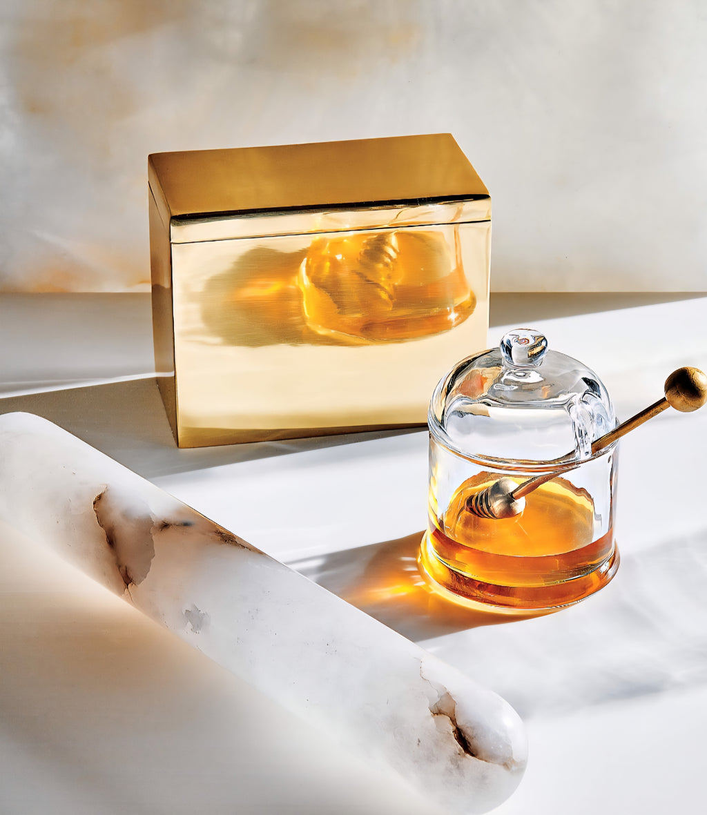 THE ONE × Swarm — Glass Honey Pot and Dipper