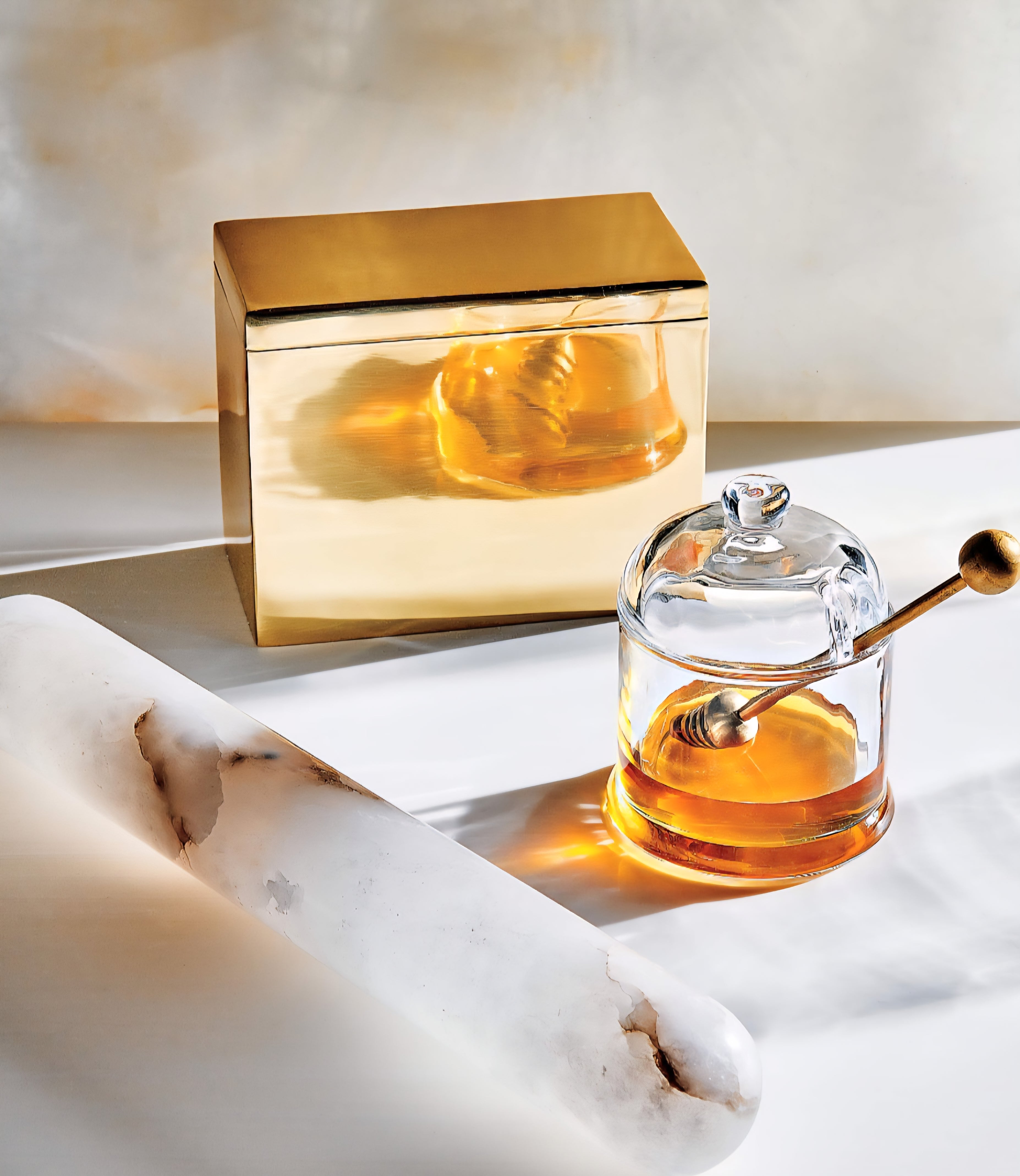 THE ONE × Swarm — Glass Honey Pot and Dipper