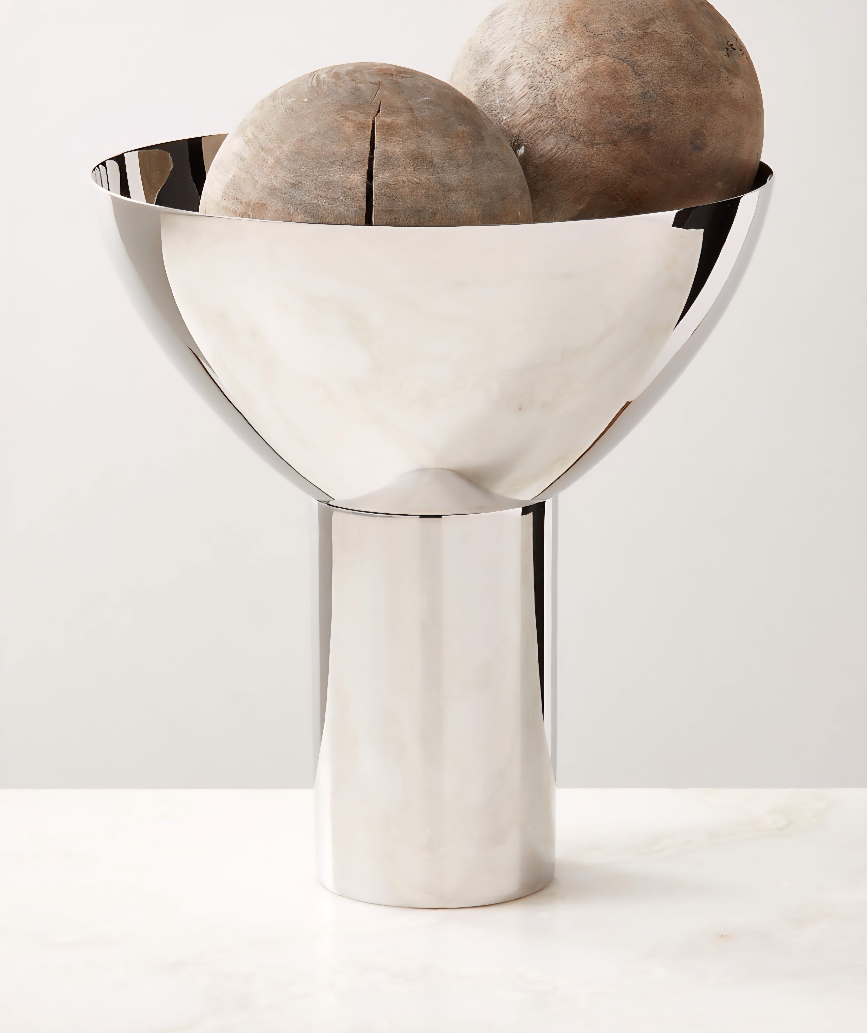 THE ONE × Clyme — Polished Stainless Steel Pedestal Serving Bowl
