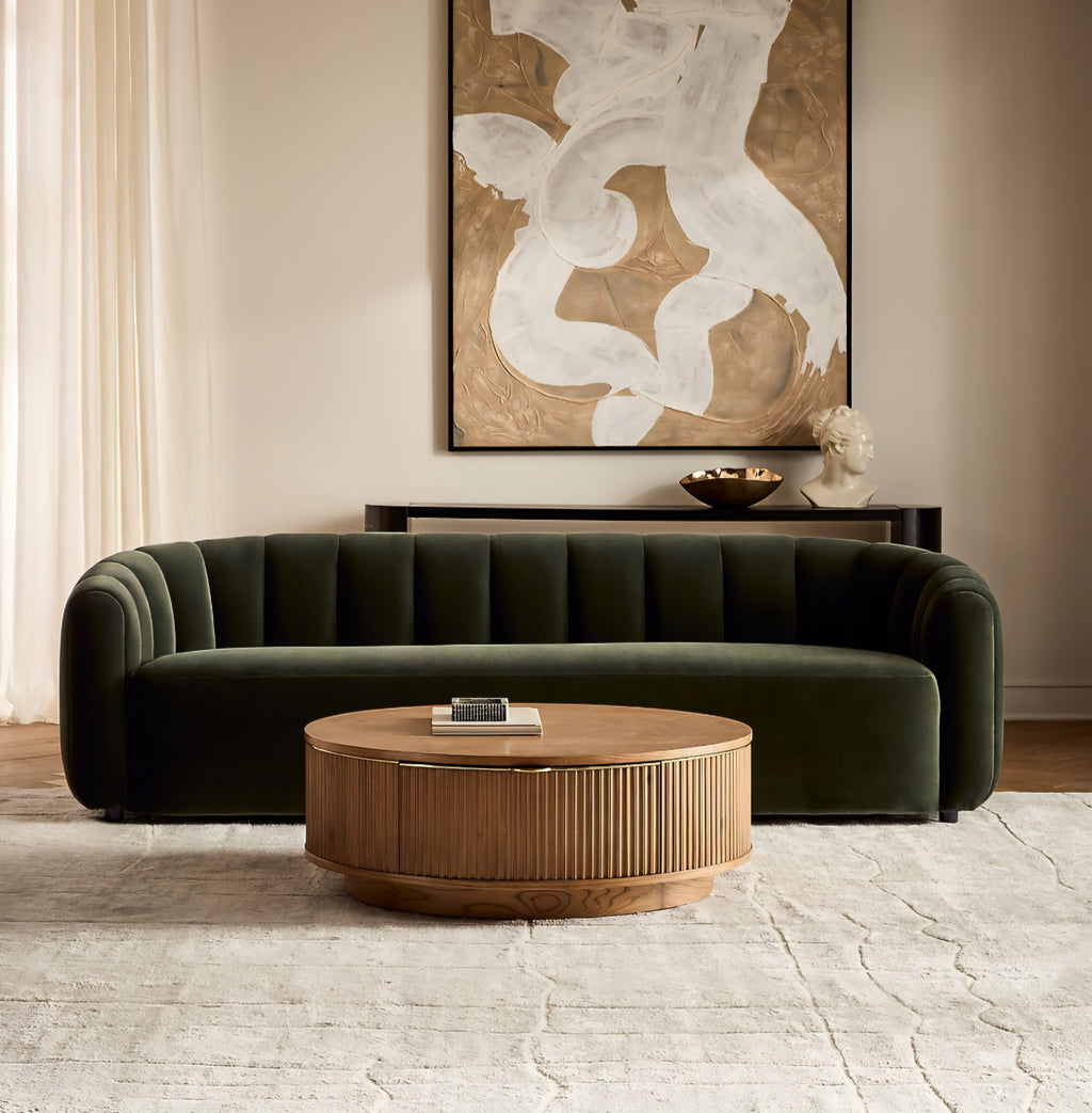 THE ONE × Fitz — Channeled White Boucle Loveseat
