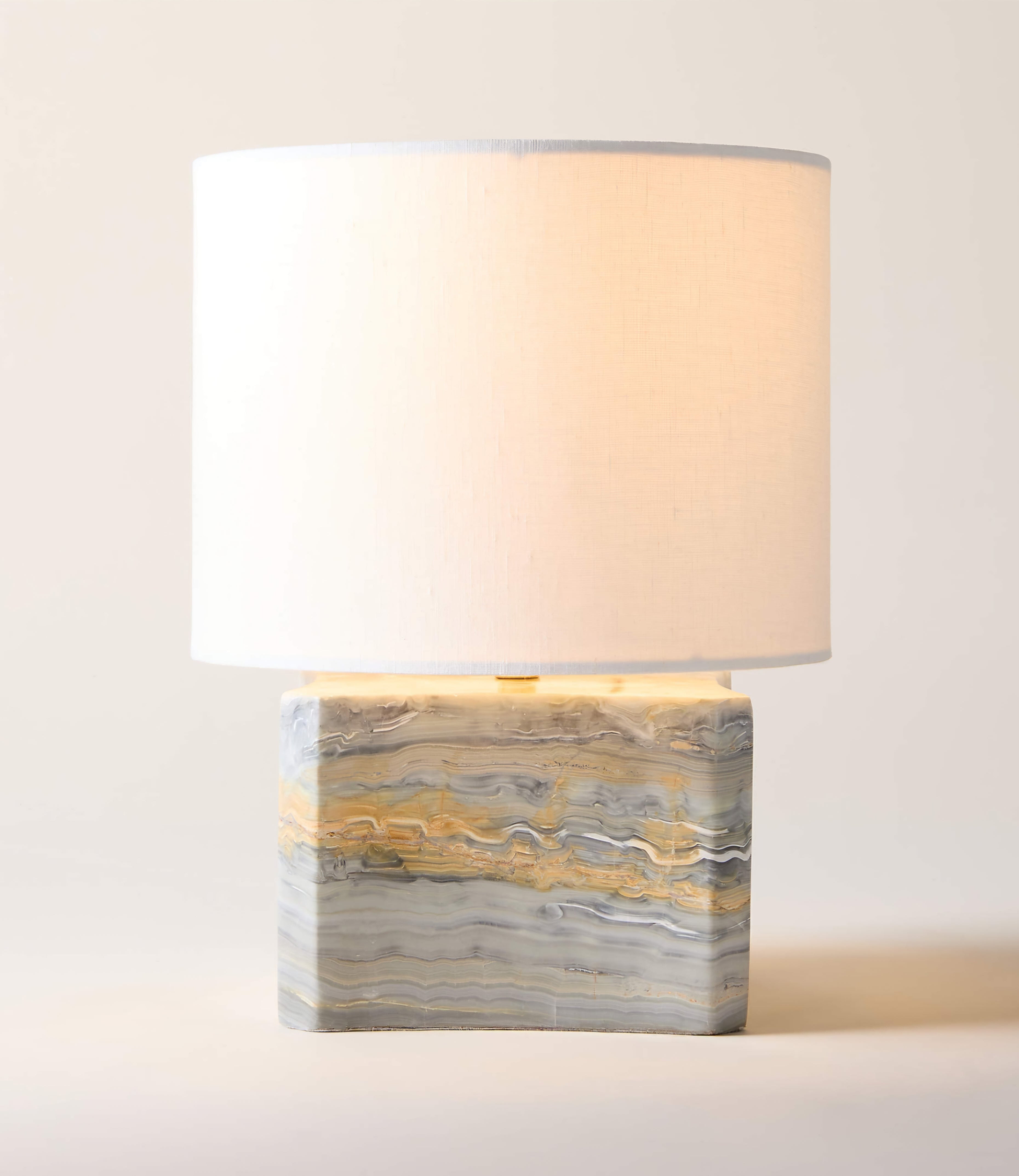 THE ONE × Anelle — Petite Blue Onyx Table Lamp with Linen Shade