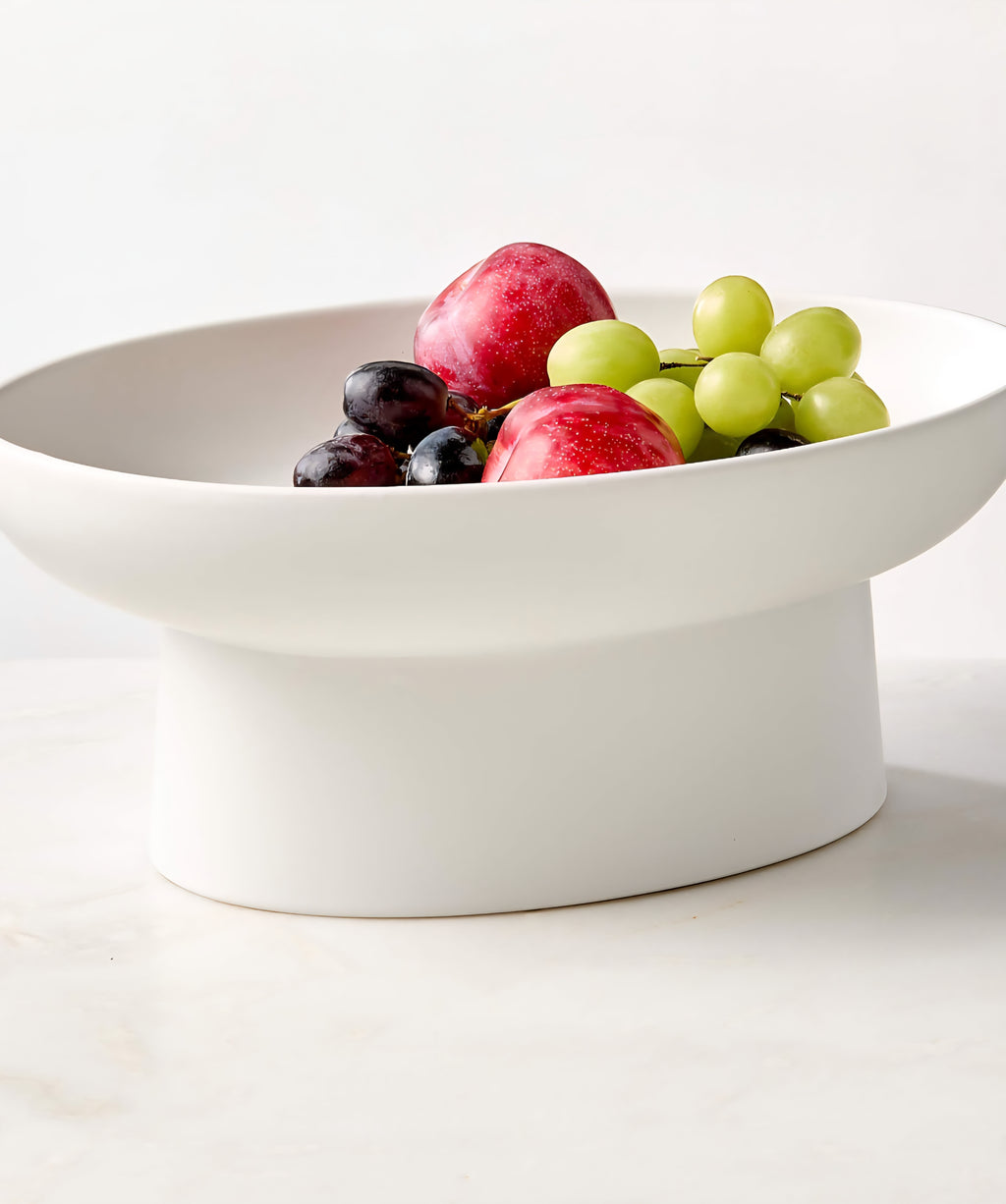 THE ONE × Mori — Matte White Pedestal Serving Bowl