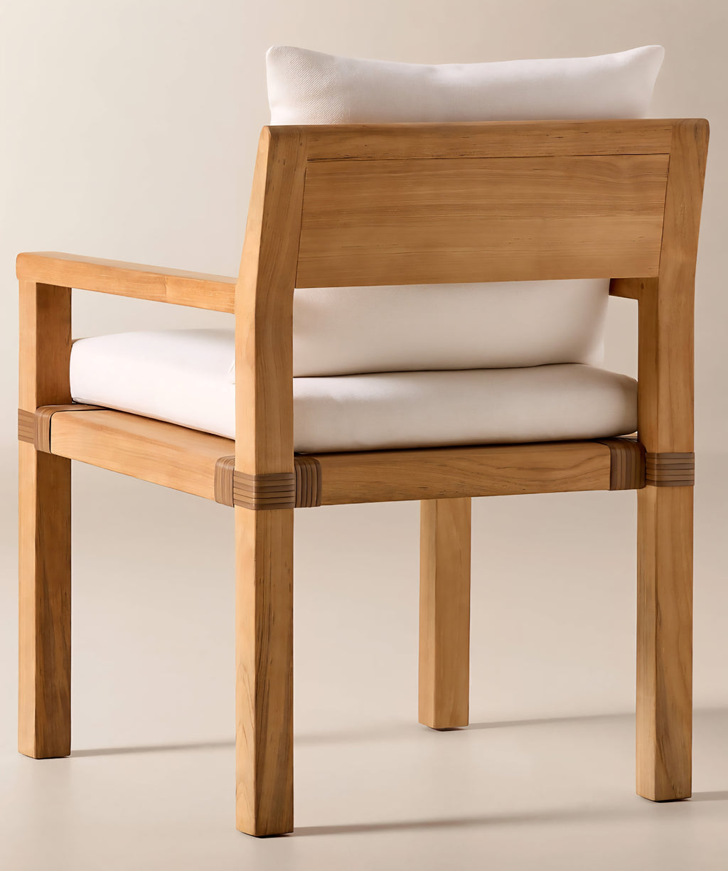 THE ONE × Oakley — Teak Outdoor Dining Armchair with Ivory Sunbrella® Cushion