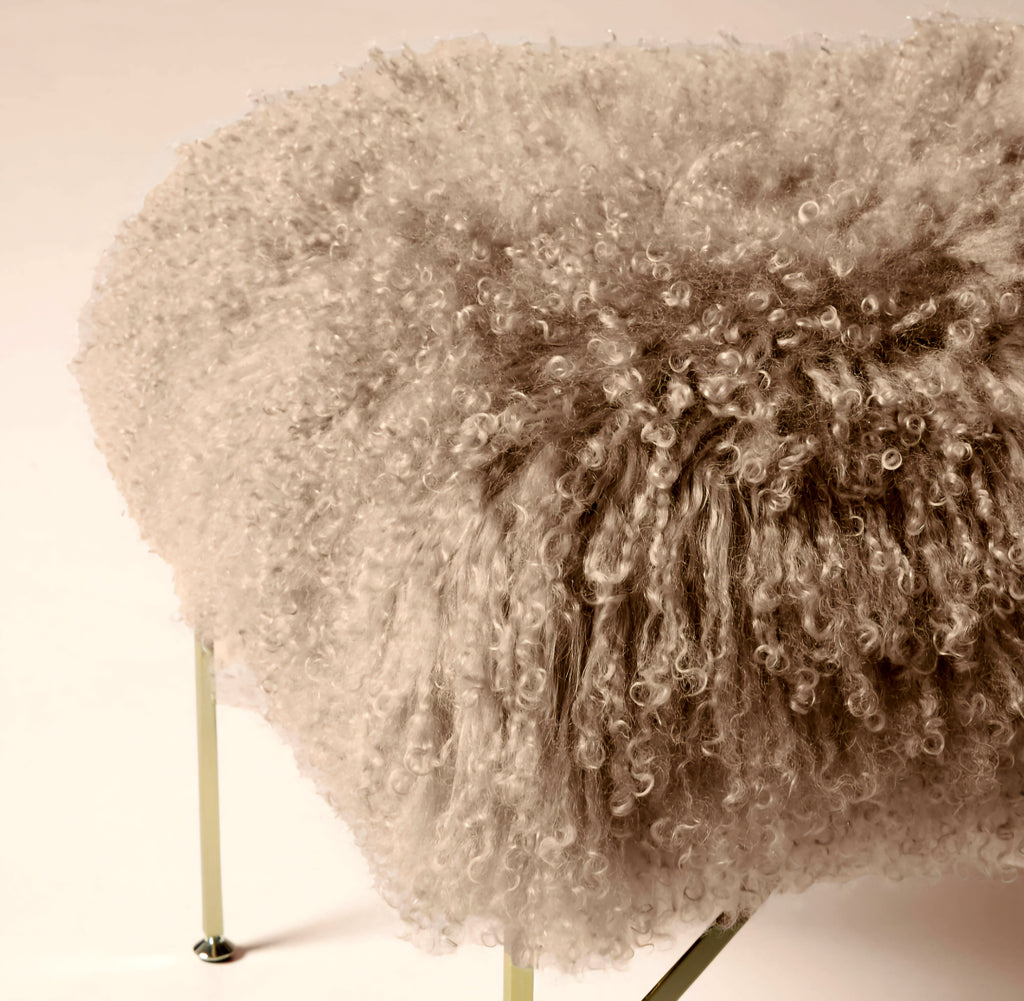 THE ONE × Director — Taupe Shearling Ottoman Model 1201