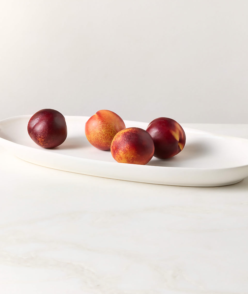 THE ONE × Hyacinth — Oval White Serving Platter with Reactive Glaze