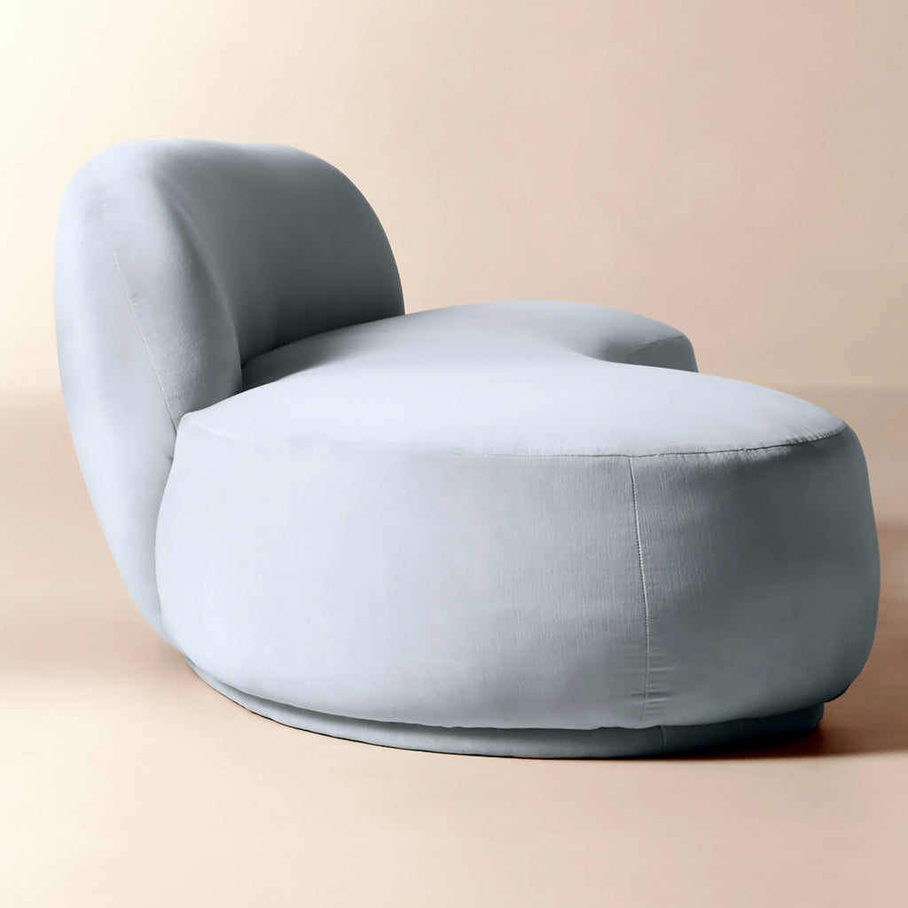 THE ONE × Claudelle — Light Blue Velvet Curved Sofa