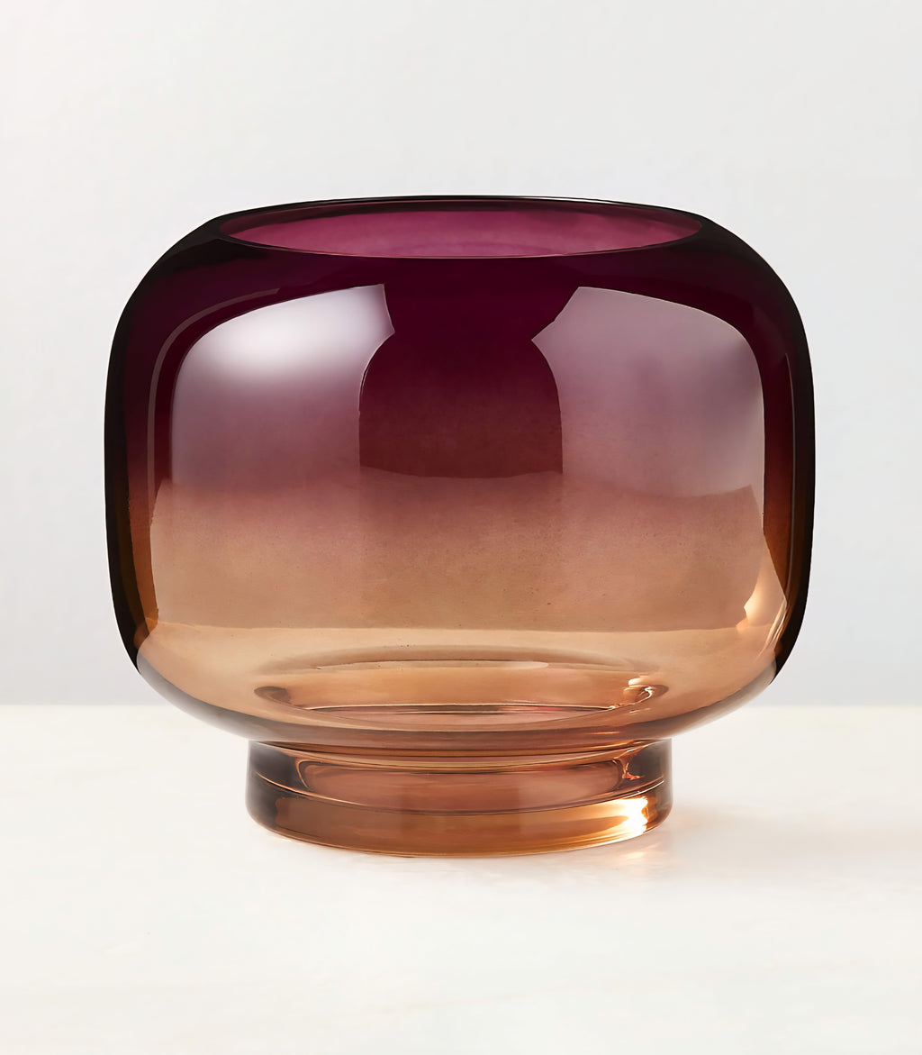THE ONE × Coco — Round Smoked Amber Glass Hurricane Candle Holder