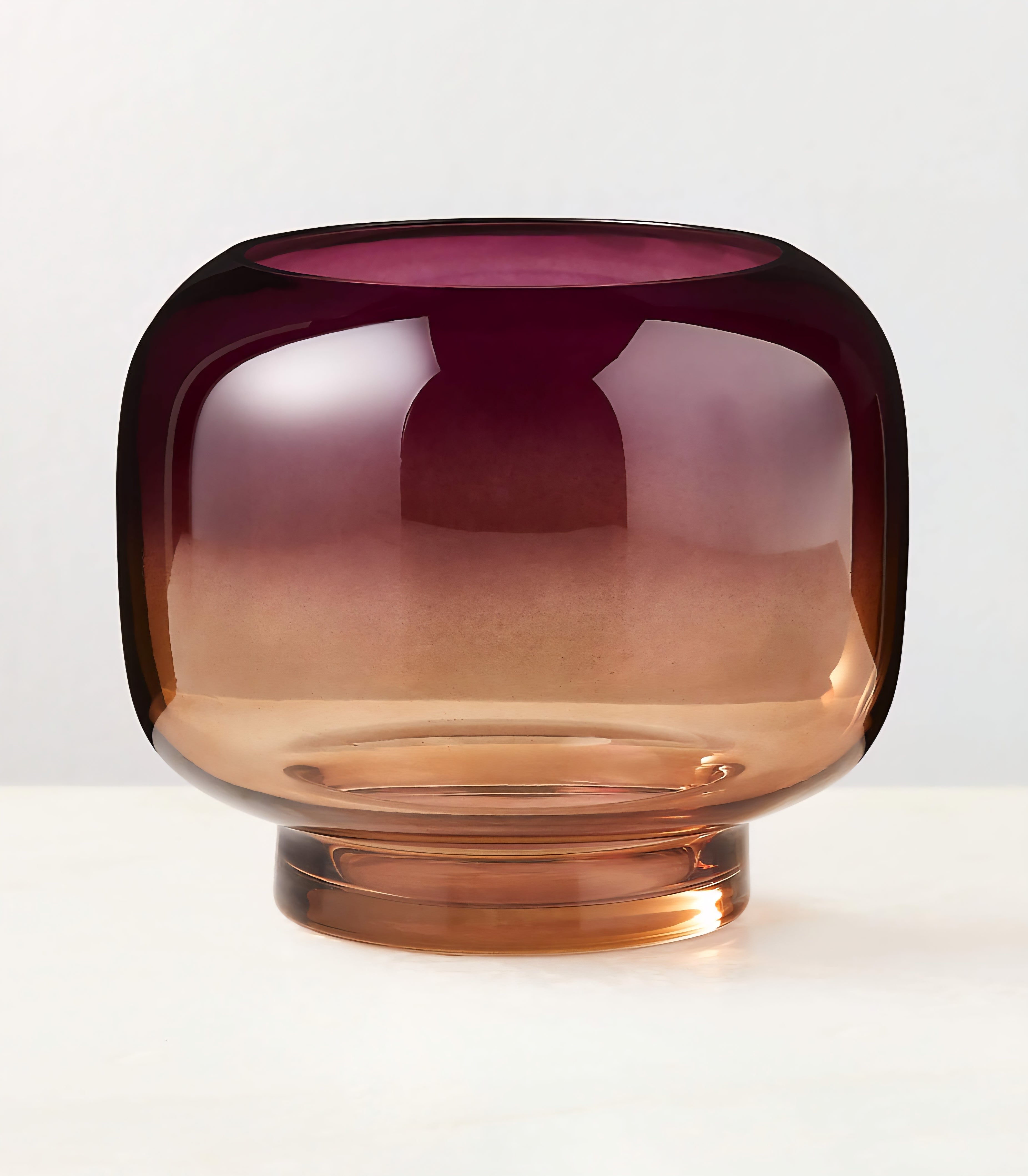THE ONE × Coco — Round Smoked Amber Glass Hurricane Candle Holder
