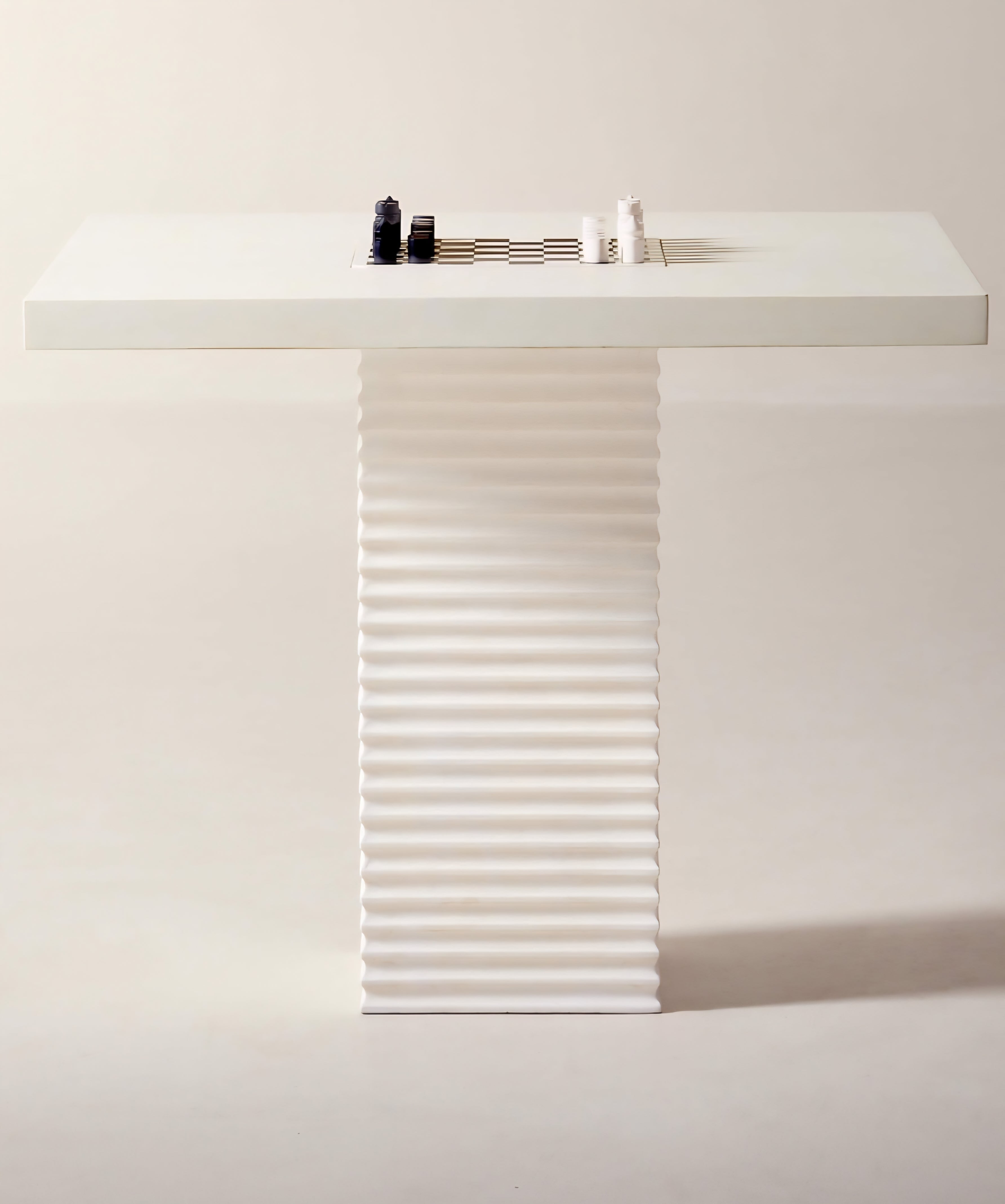 THE ONE × Check — White Swirled Resin Game Table