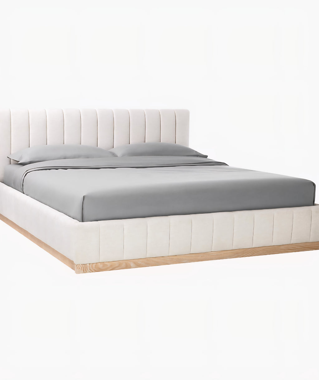 THE ONE × Forte — Channeled White Performance Fabric Upholstered Bed