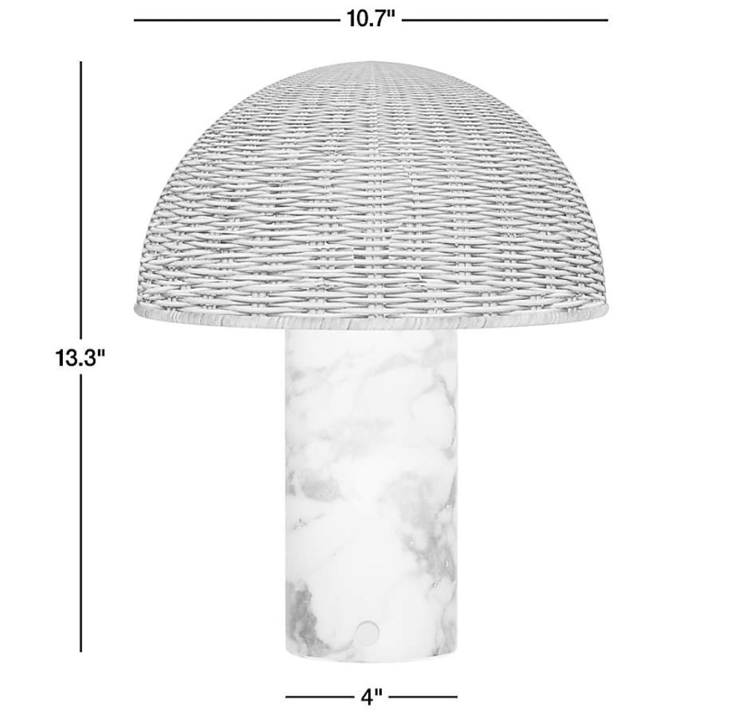 THE ONE × Seine — Calacatta Marble Mini Lamp with Rattan Shade