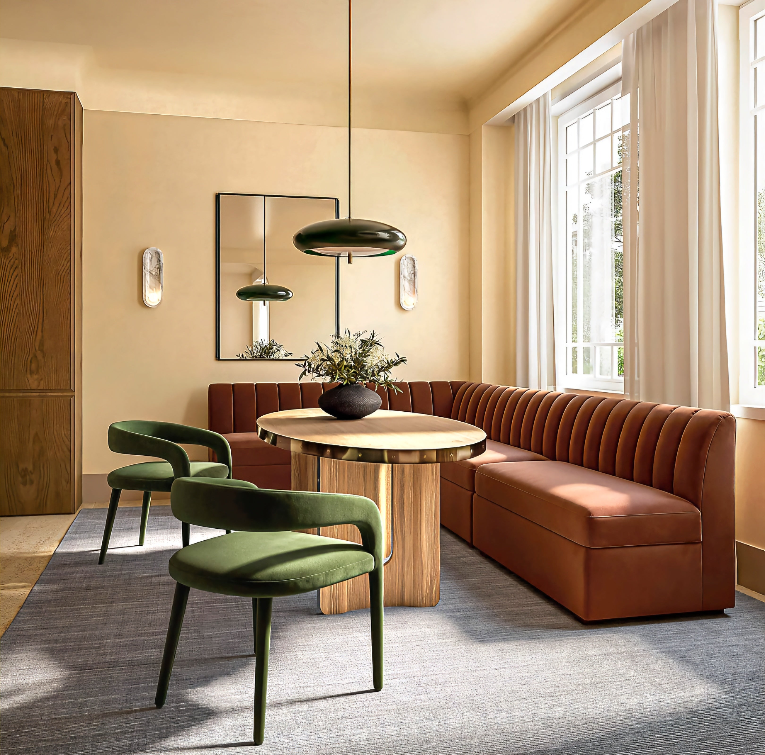 THE ONE × Albertine — Oval Oak and Unlacquered Brass Dining Table