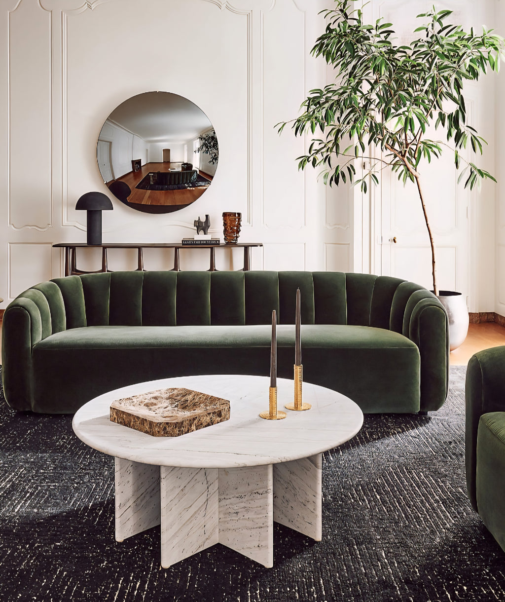 THE ONE × Fitz — Channeled White Boucle Loveseat