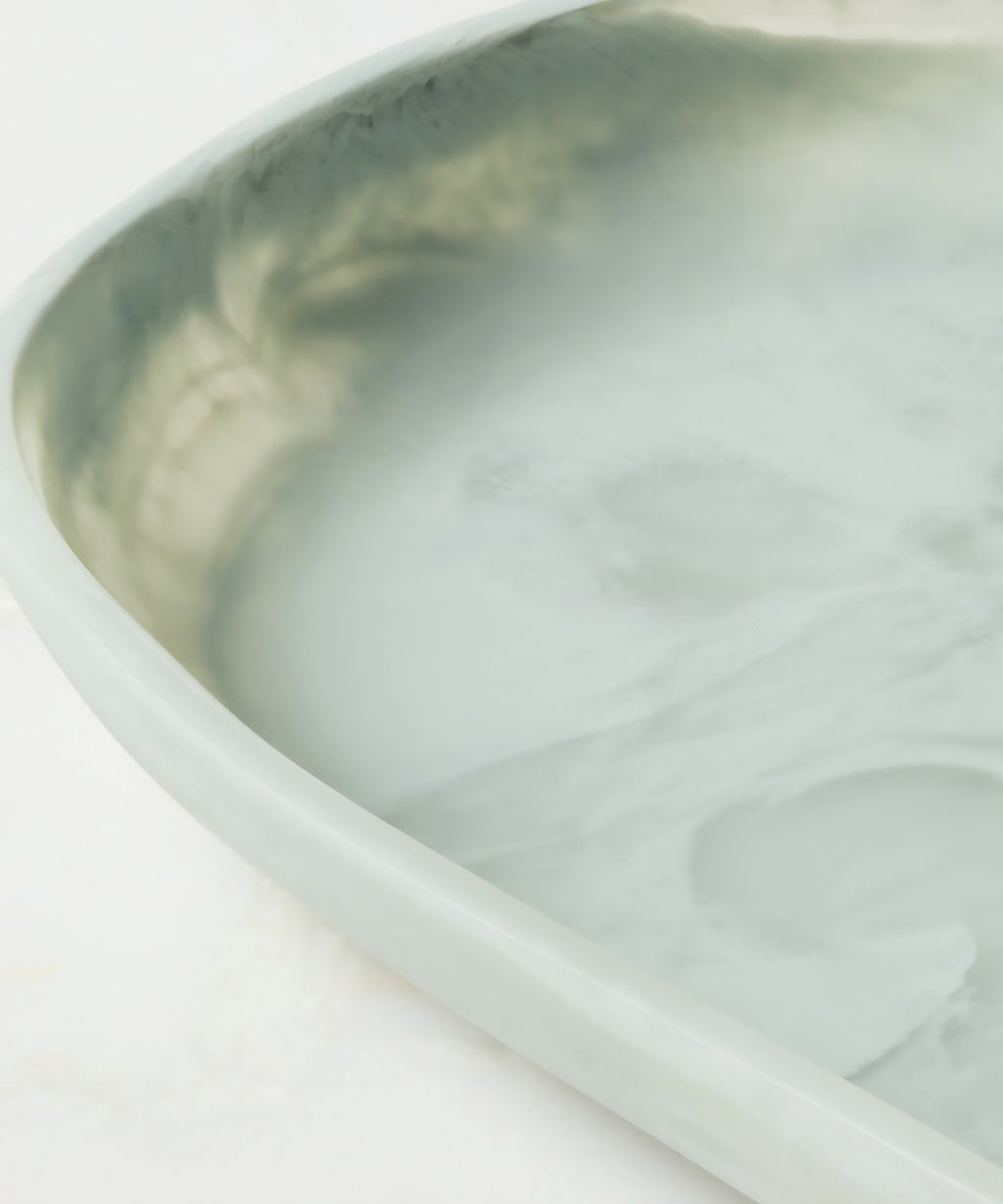 THE ONE × Radley — Oval Light Teal Swirl Resin Serving Platter