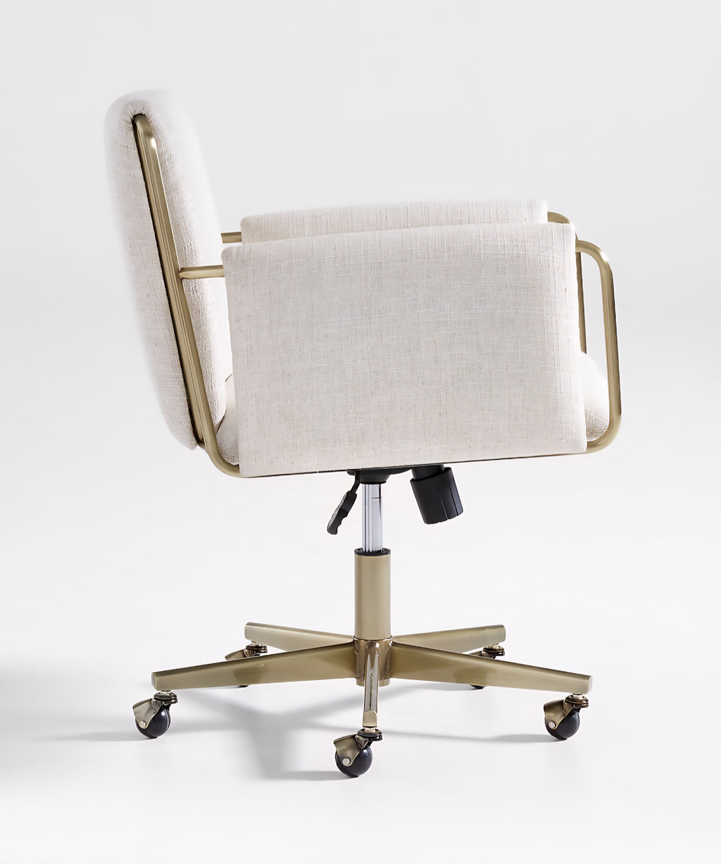 THE ONE × Caterina — Natural Upholstered Office Chair with Brass Base