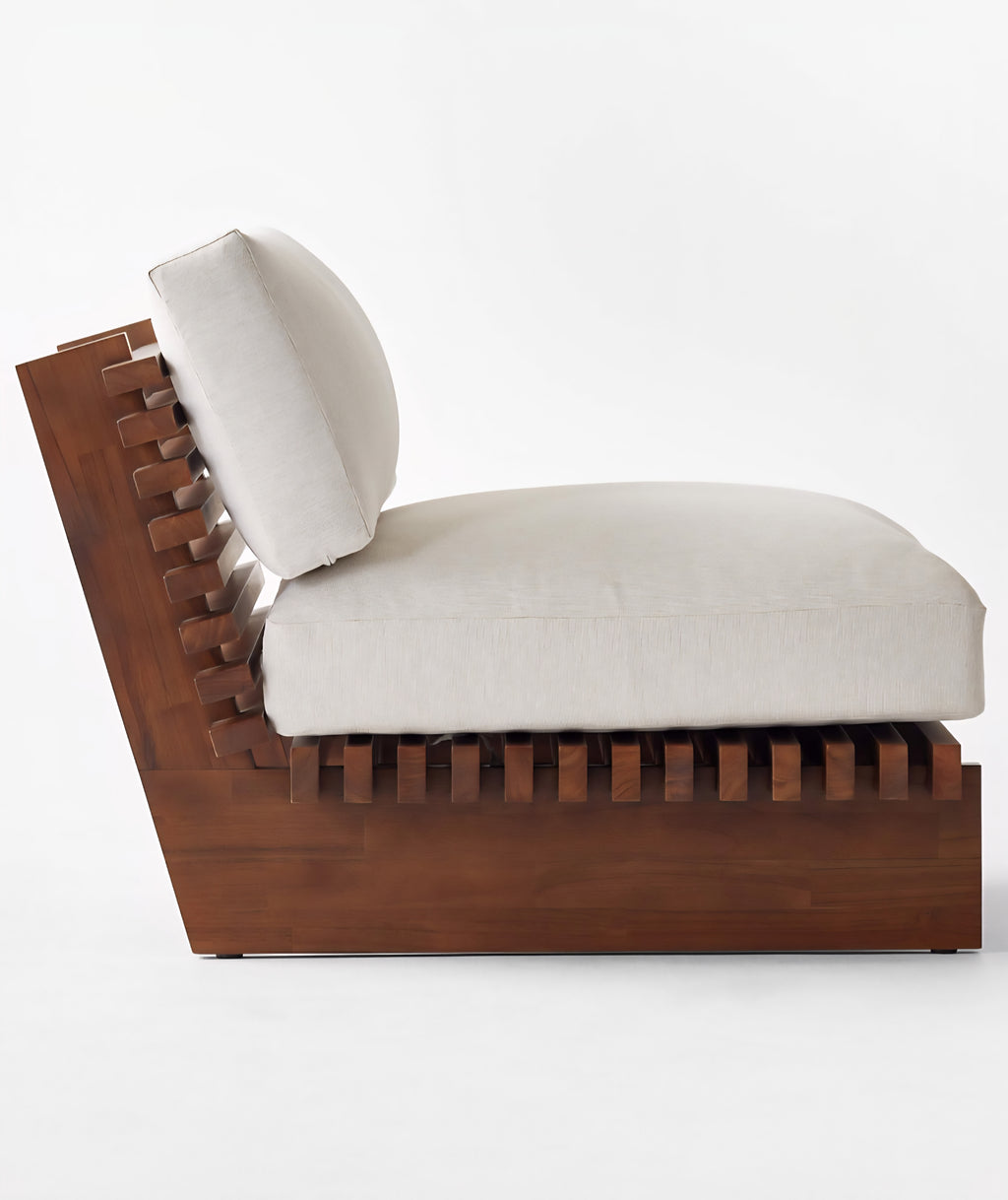 THE ONE × Taiko — Stained Teak Outdoor Lounge Chair with Sunbrella® Cushions