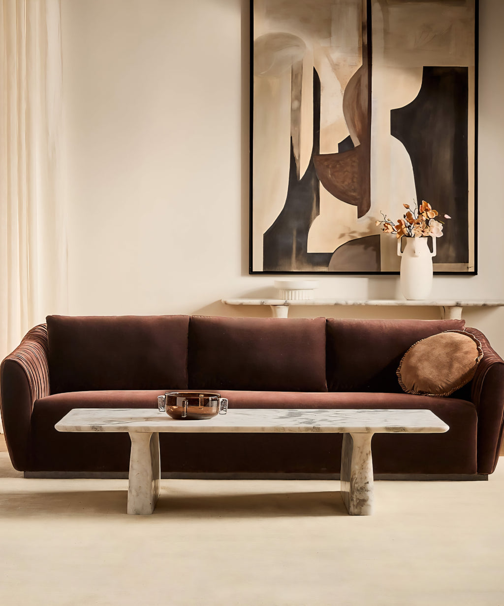 THE ONE × Almera — White Marble Coffee Table (66")