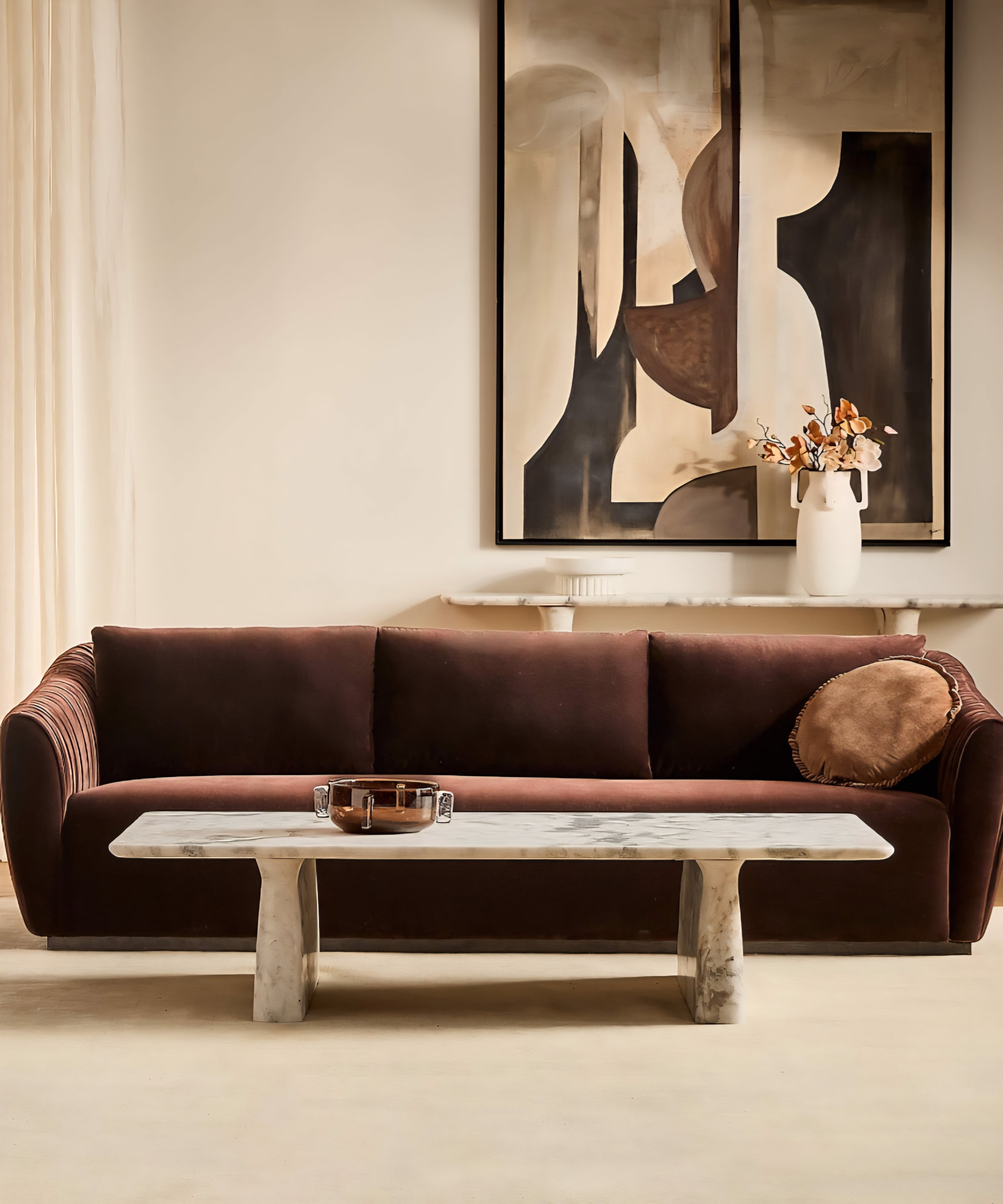 THE ONE × Almera — White Marble Coffee Table (66")