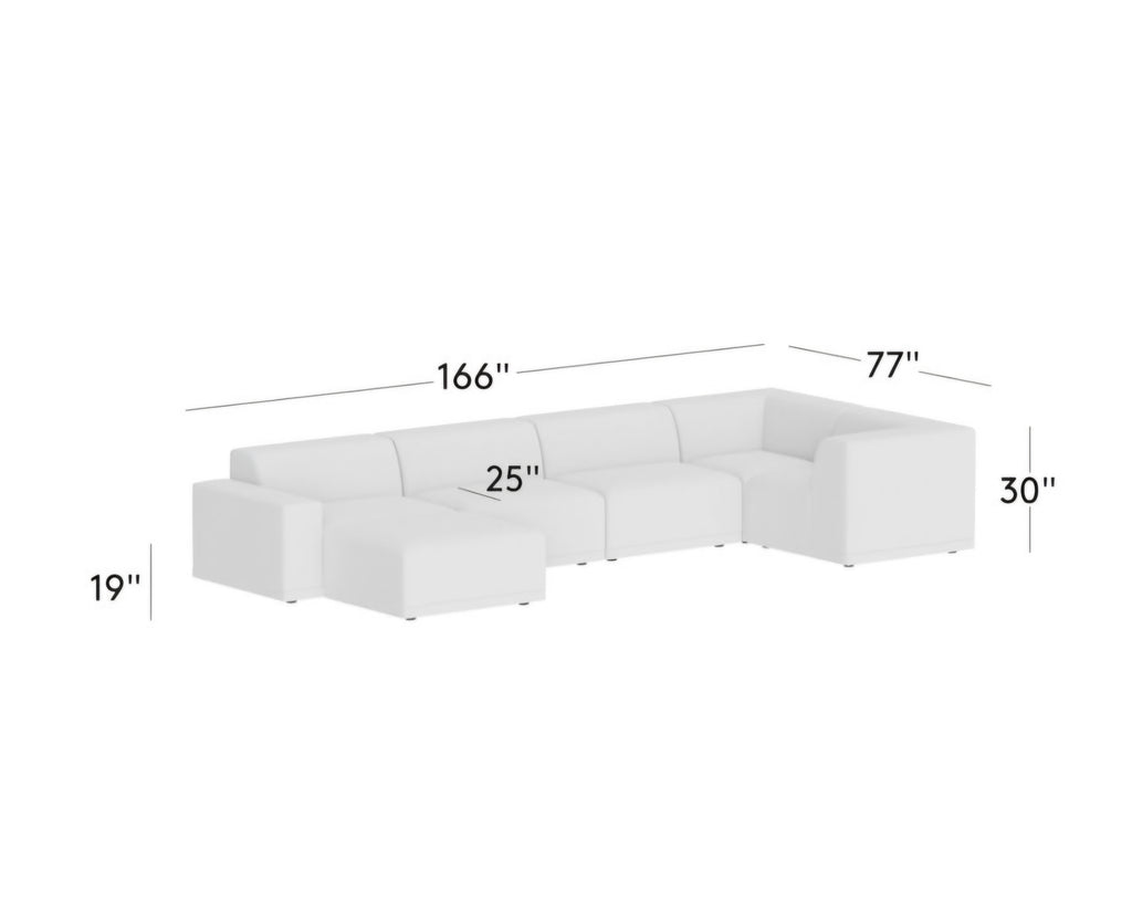 THE ONE × Faible — 6-Piece U-Shaped White Performance Linen Standard Depth Sectional Sofa with Right Arm