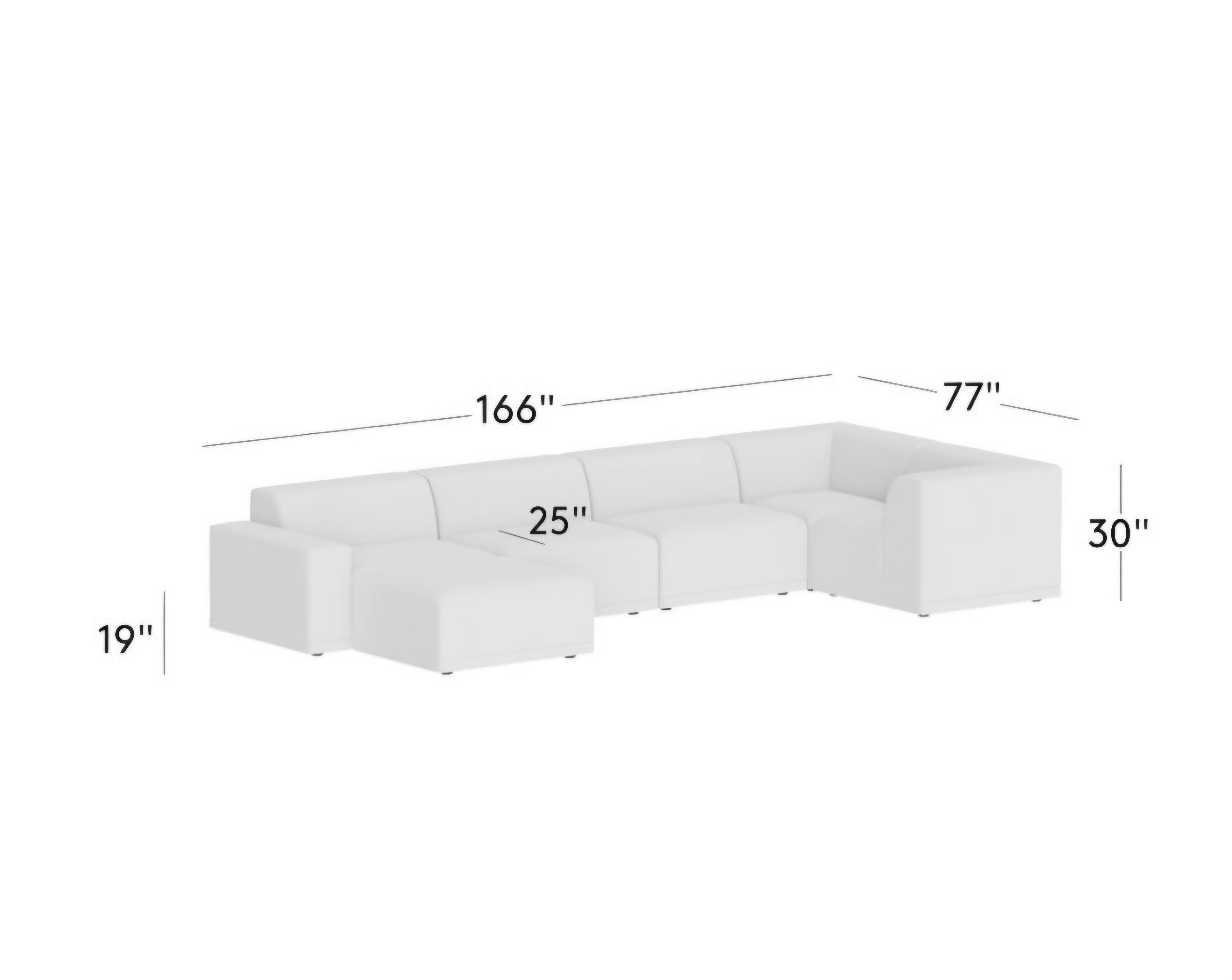 THE ONE × Faible — 6-Piece U-Shaped White Performance Linen Standard Depth Sectional Sofa with Right Arm
