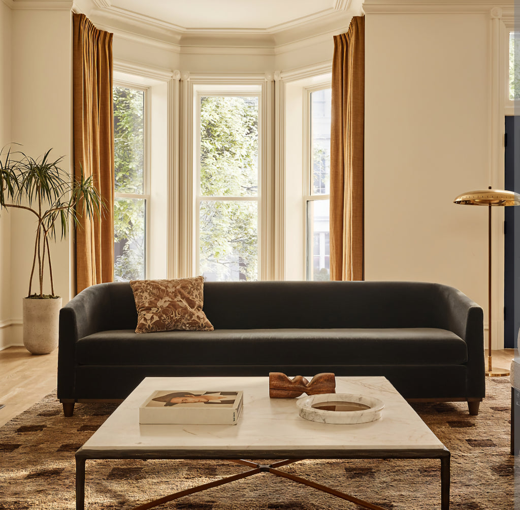 THE ONE × Galerie — Dark Blue Velvet Sofa