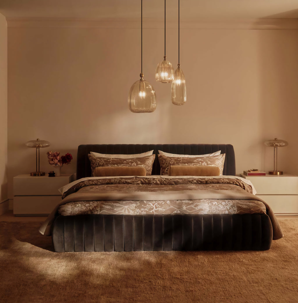 THE ONE × Wolcott — Channeled Mink Velvet King Bed