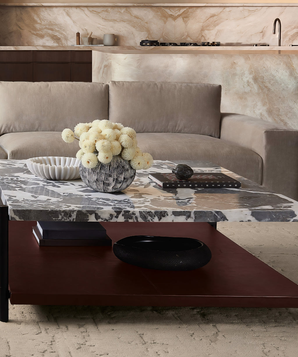 THE ONE × Verum — Interchangeable Leather + Marble Coffee Table