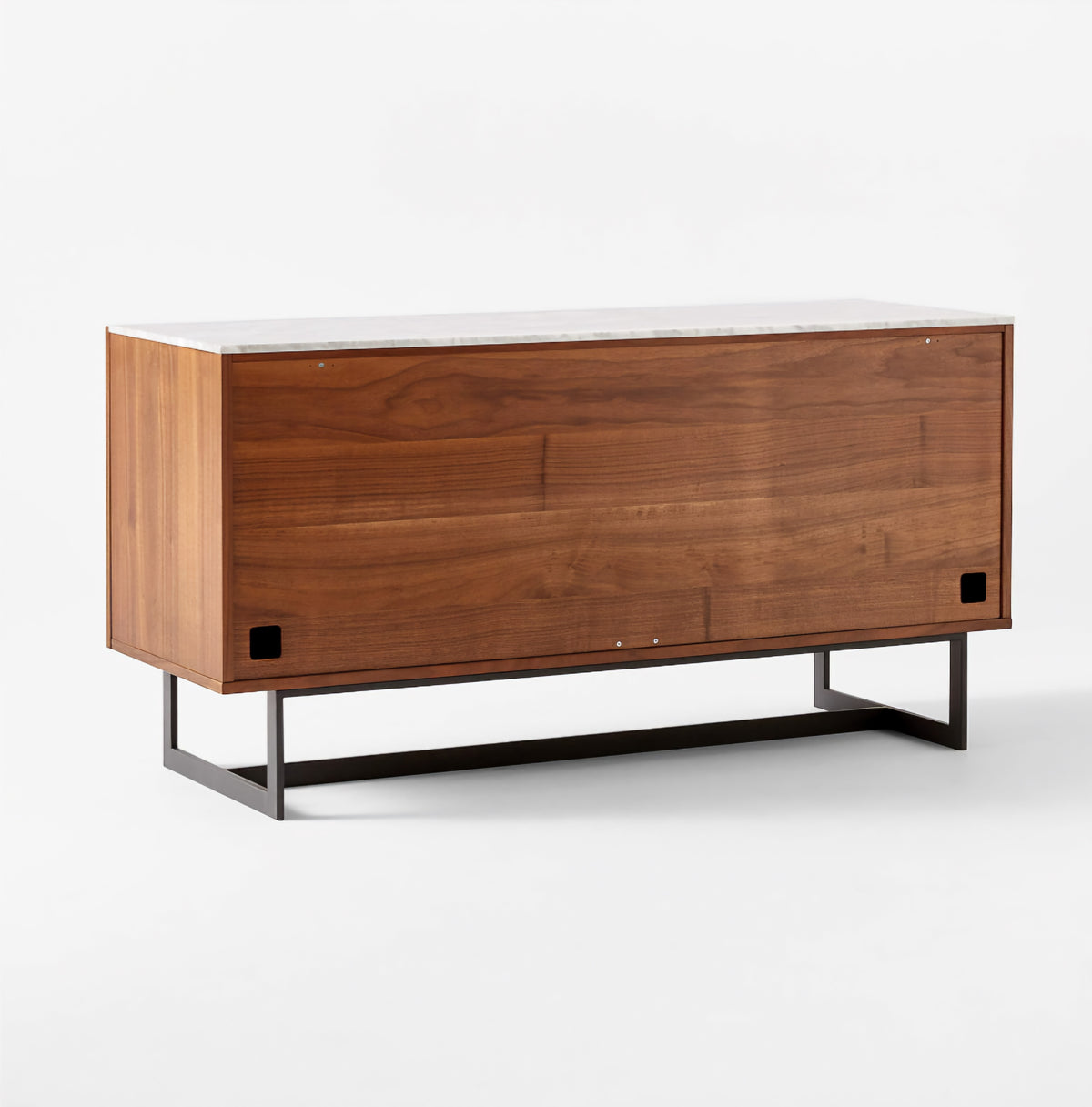 THE ONE × Suspend — Walnut Wood Media Console with White Marble Top