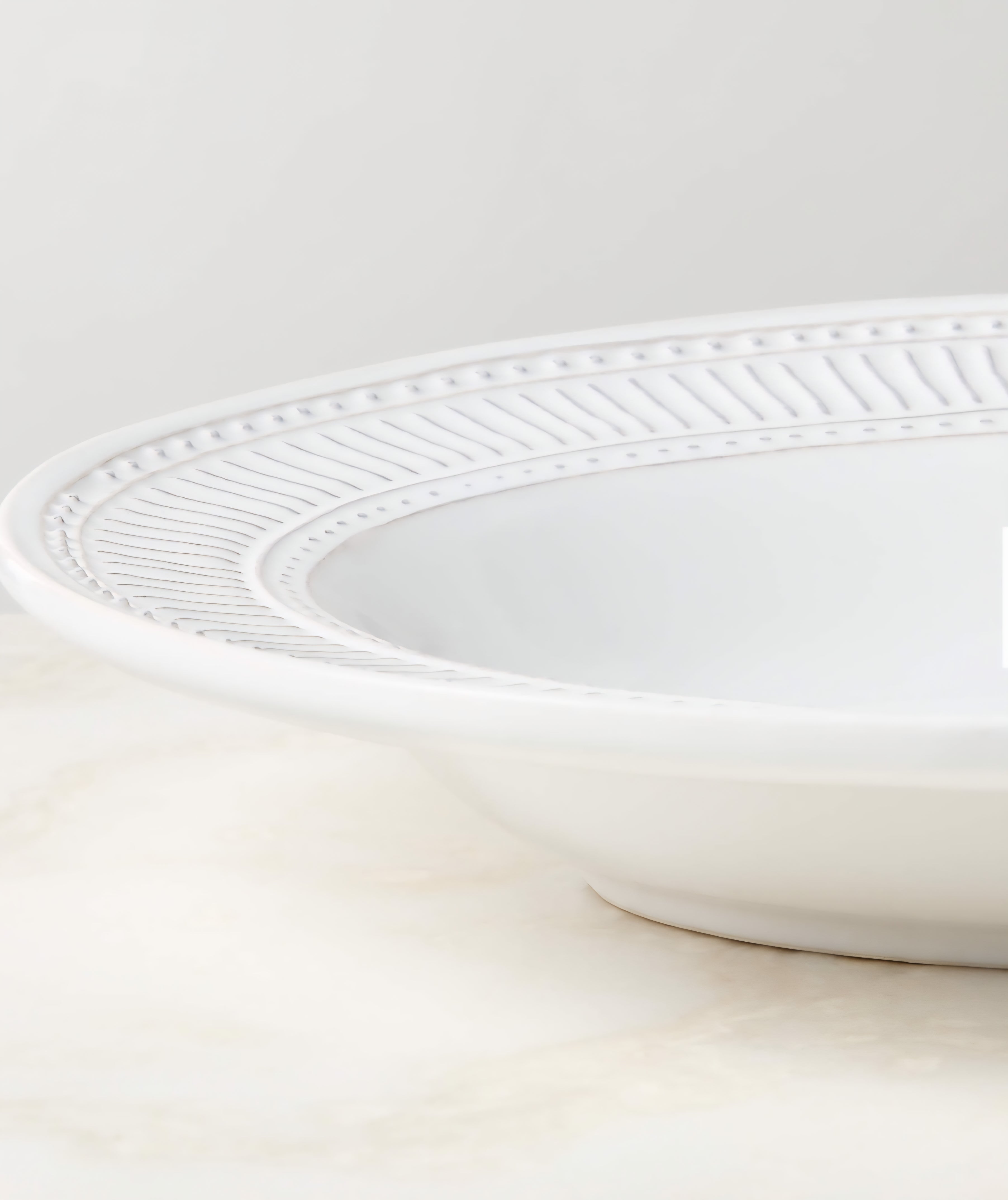 THE ONE × Iliana — White Stoneware Oval Serving Platter