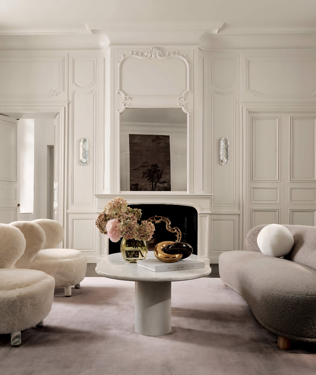 THE ONE × Nadine — Shearling Accent Chair with Marble Legs