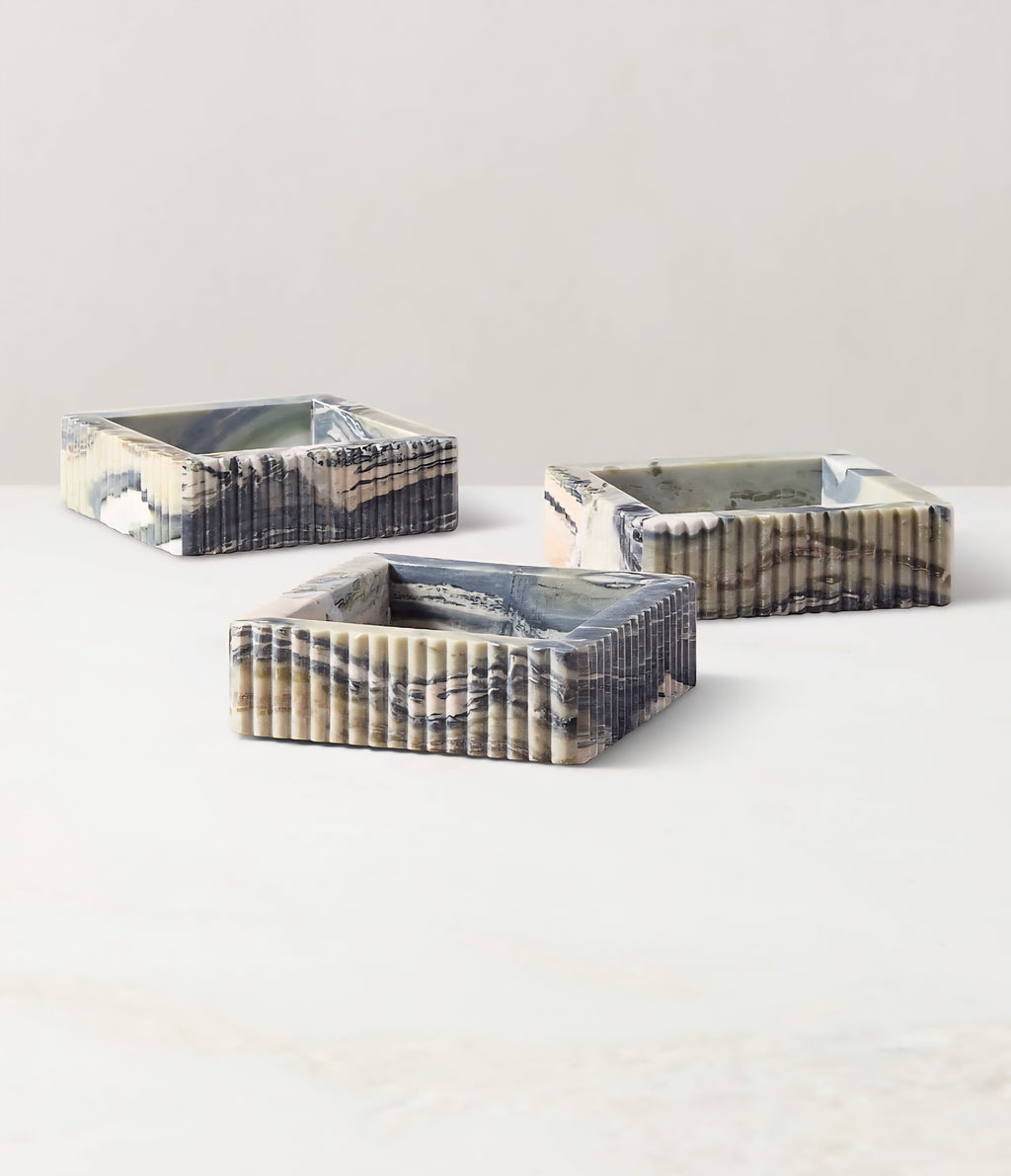 THE ONE × Luke — Jade Marble Ribbed Catchall Dish