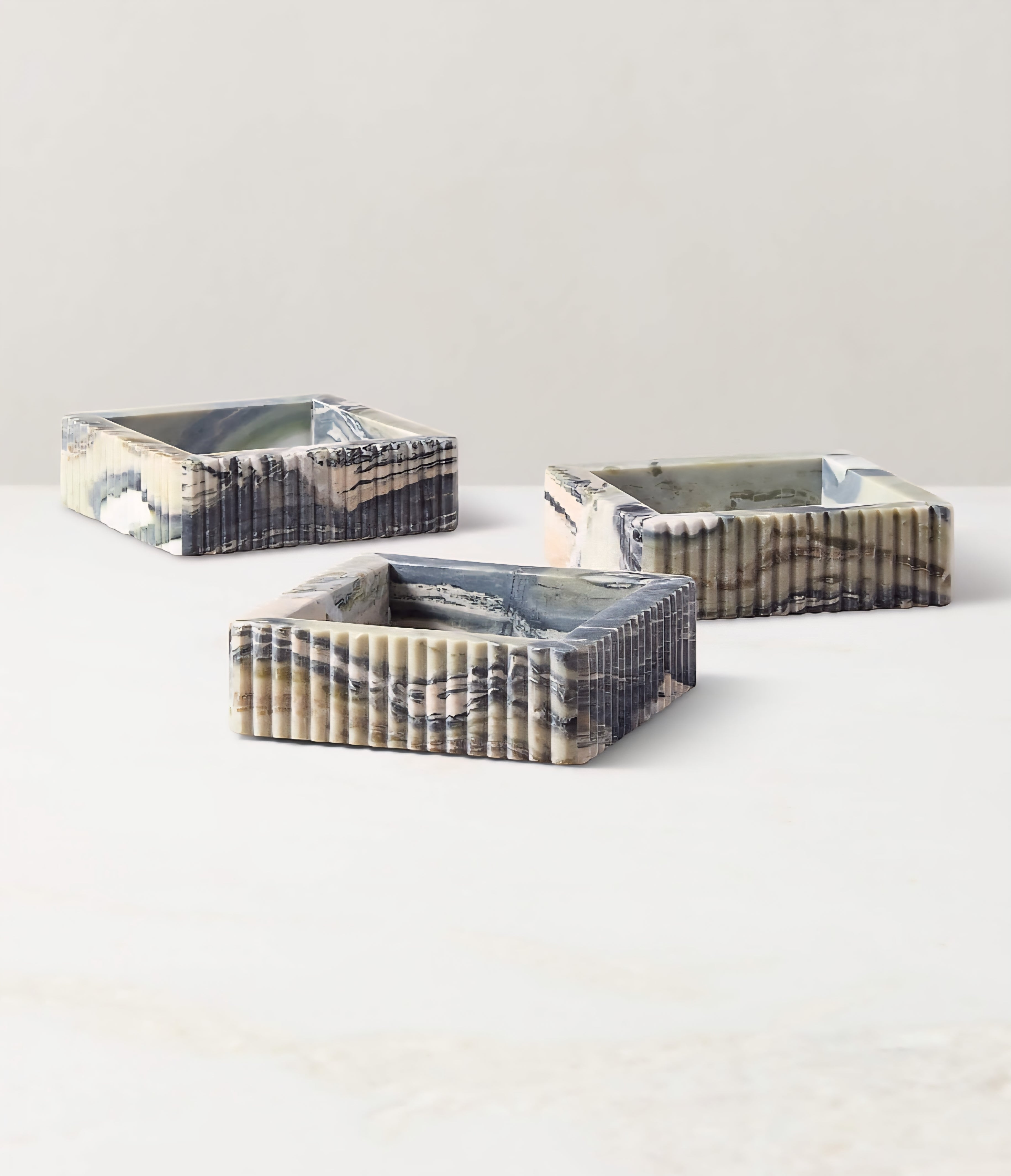 THE ONE × Luke — Jade Marble Ribbed Catchall Dish