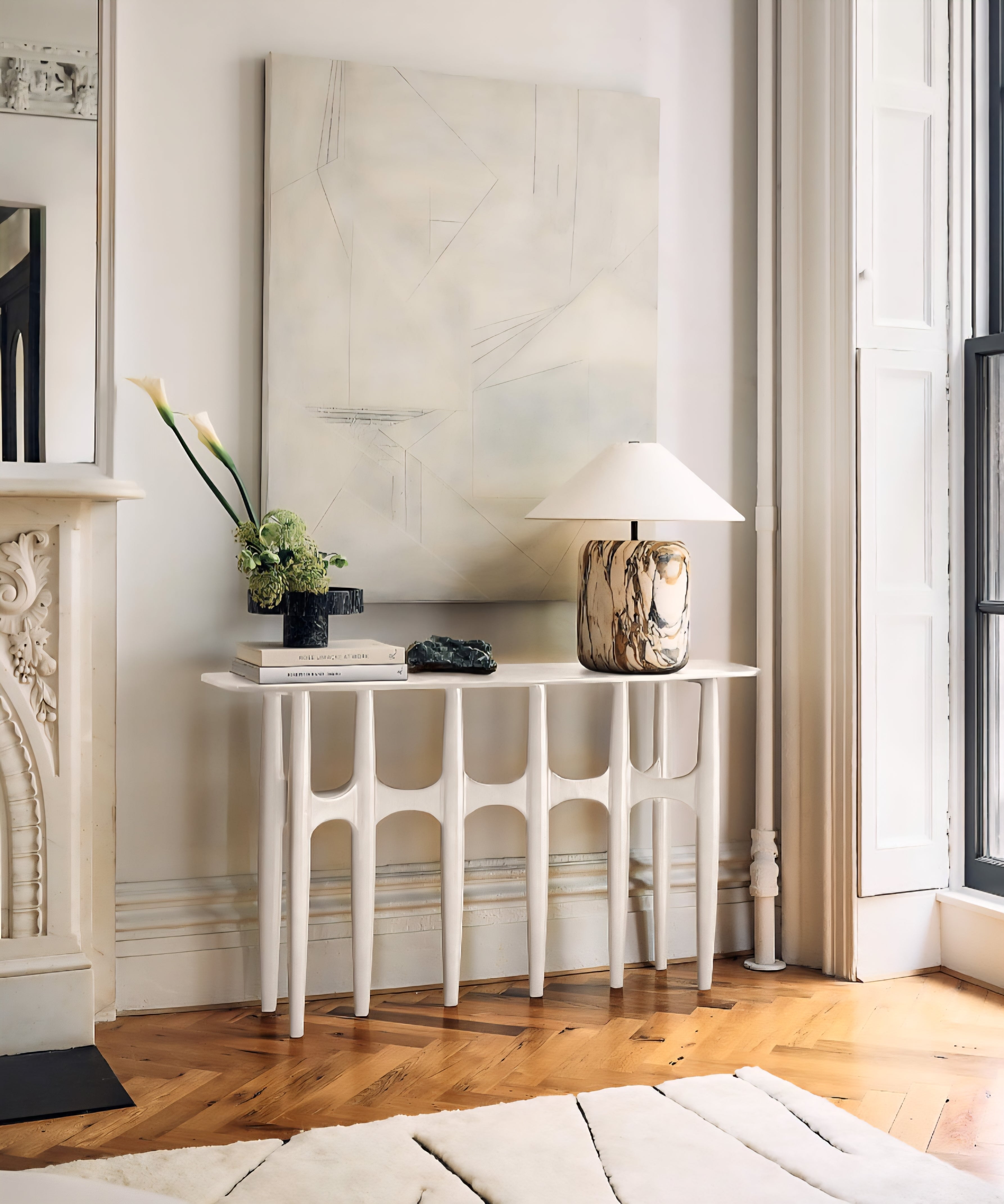 THE ONE × Bixby — White Cast Aluminum Console Table