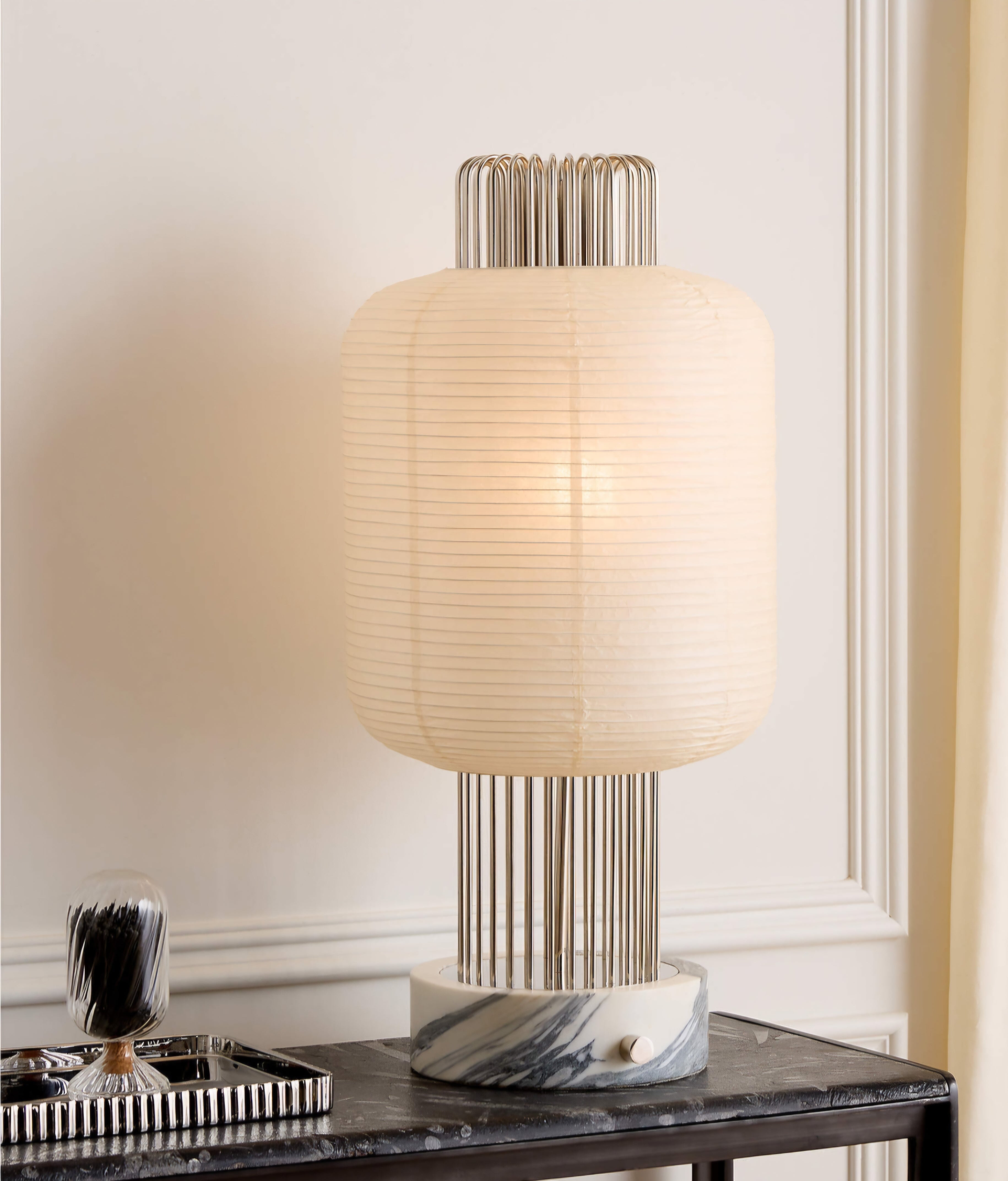 THE ONE × Nagara — Rice Paper Table Lamp with White Marble Base