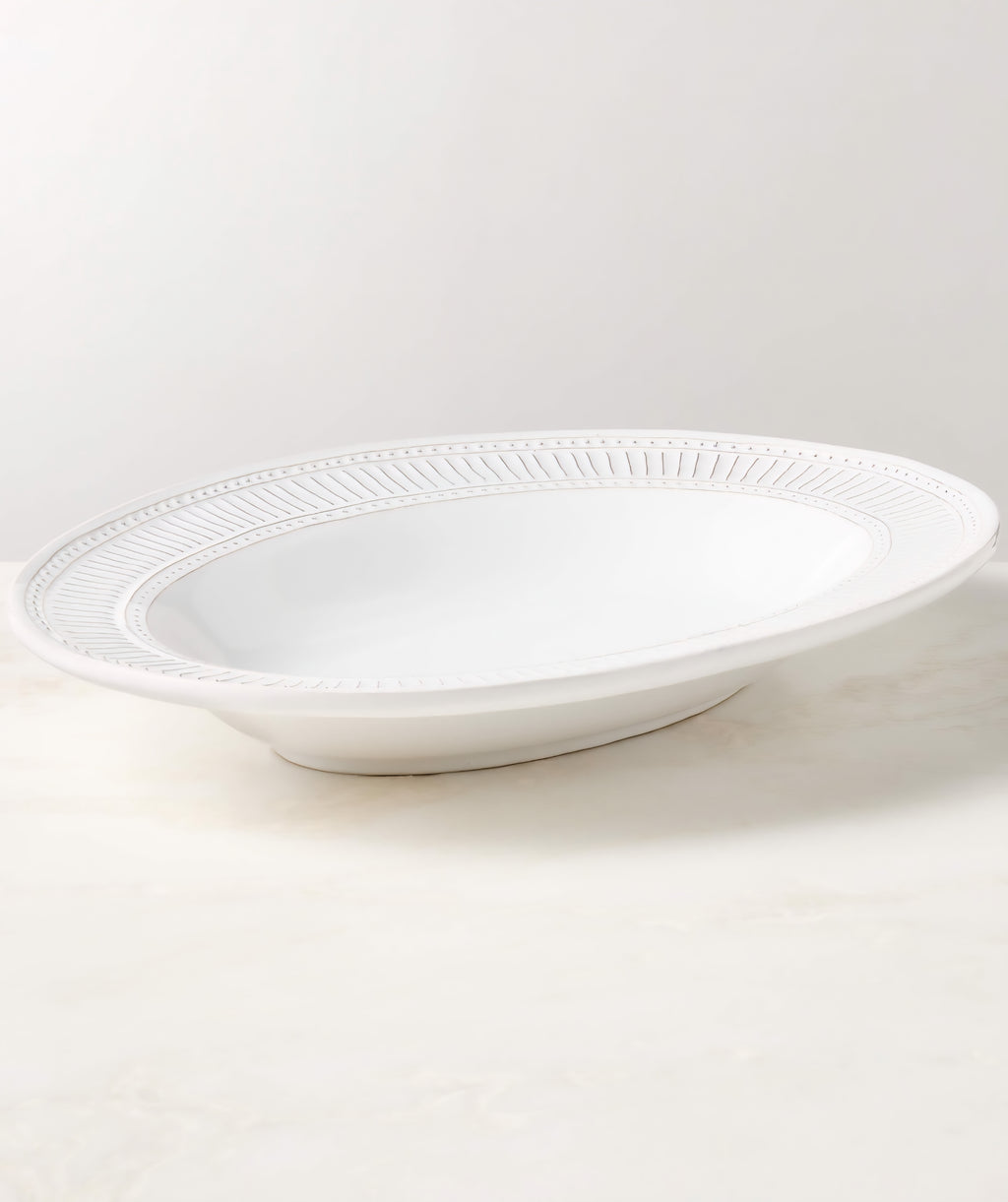 THE ONE × Iliana — White Stoneware Oval Serving Platter