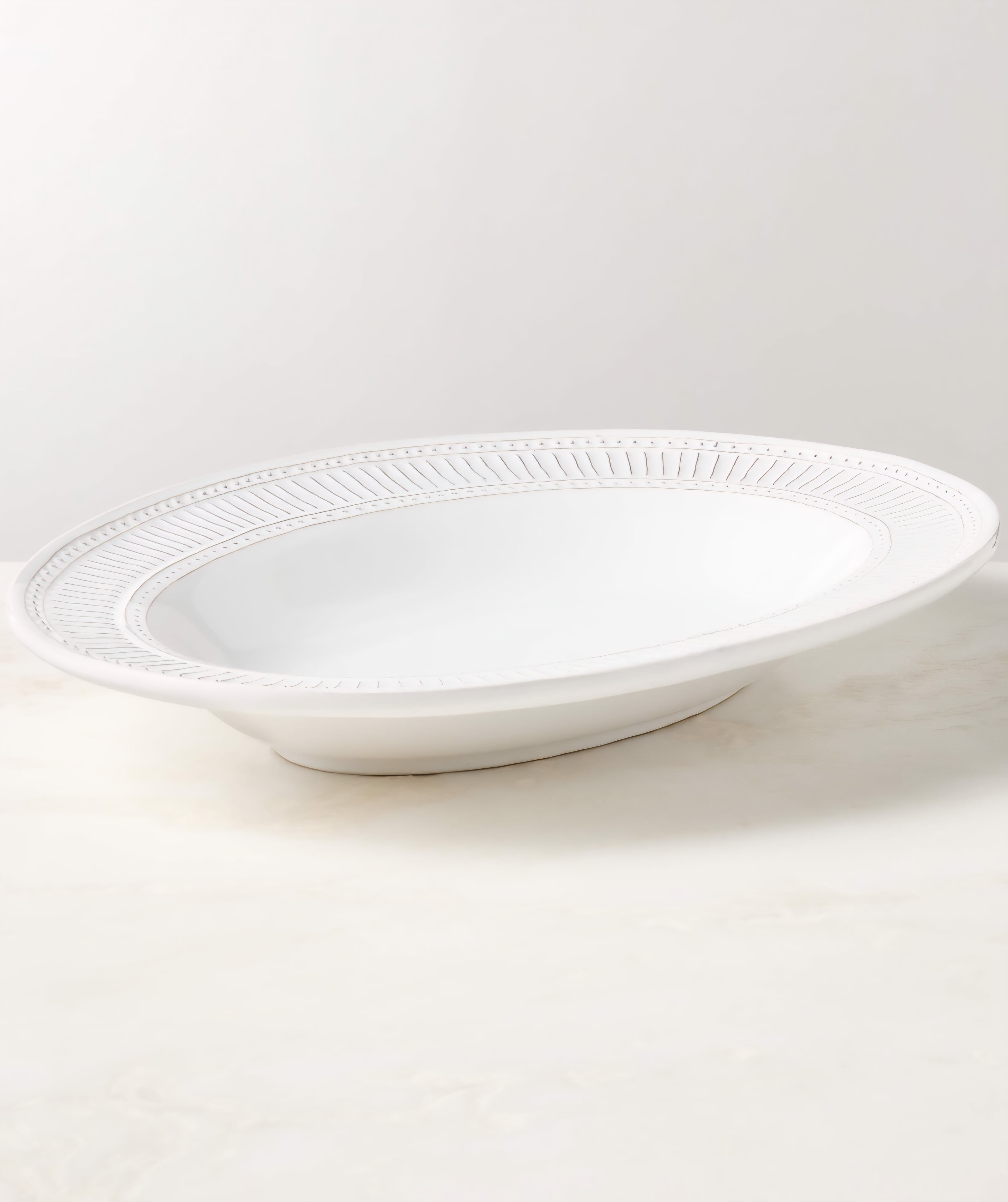 THE ONE × Iliana — White Stoneware Oval Serving Platter