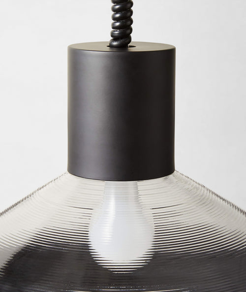 THE ONE × Calata — Matte Black and Ribbed Glass Pendant Light
