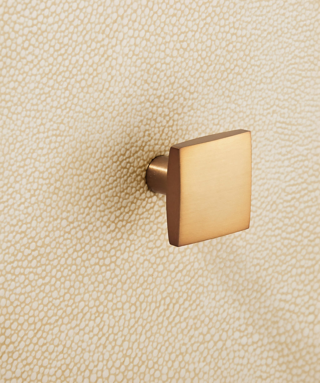 THE ONE × Dover — 2-Drawer Warm White Lacquered Nightstand with Travertine Top