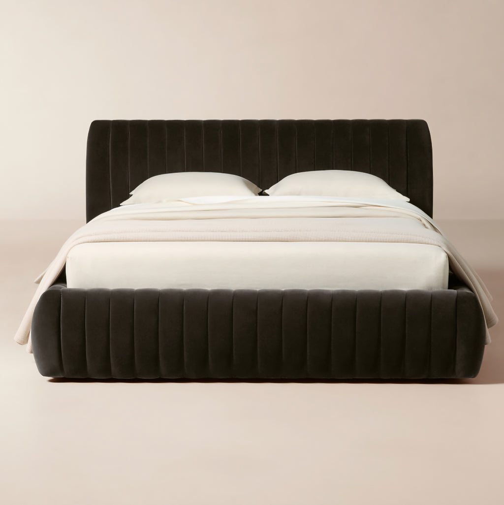 THE ONE × Wolcott — Channeled Mink Velvet Queen Bed