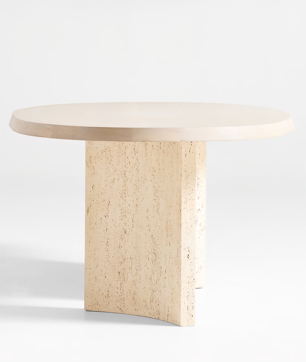 THE ONE × Point Dune — Oval Wood and Travertine Dining Table (93")