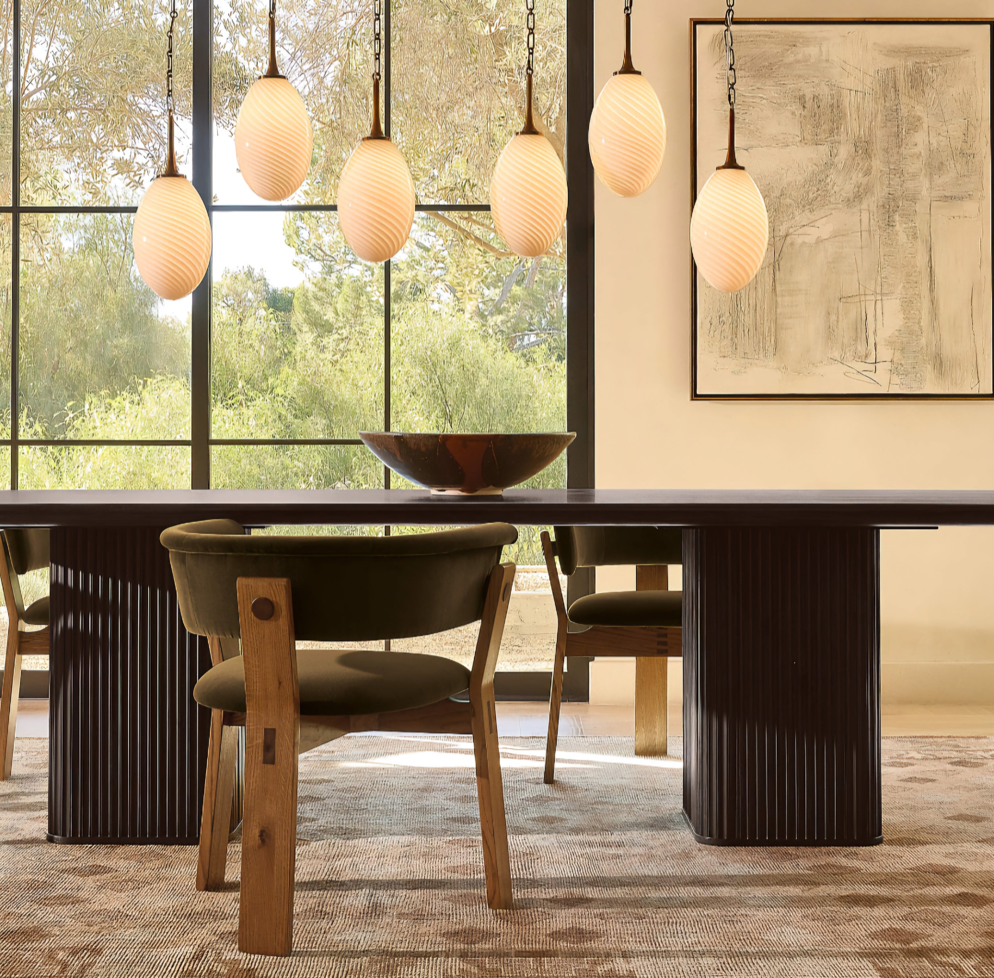 THE ONE × Davison — 55" Round Fluted Dark Oak Dining Table