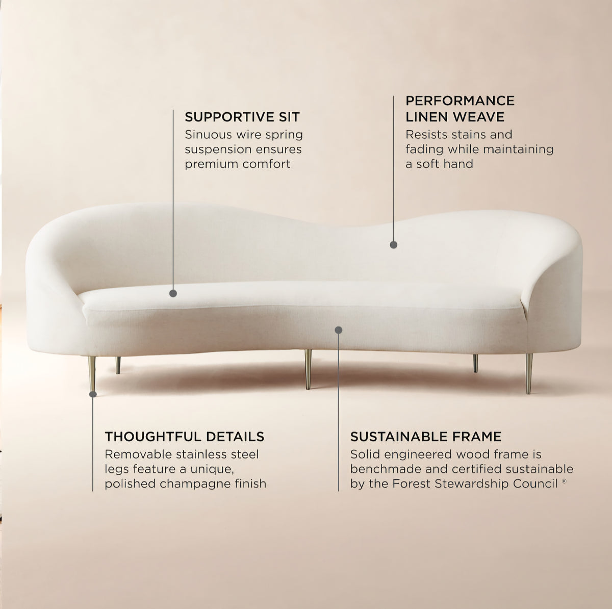THE ONE × Curvo — White Performance Fabric Sofa by Goop