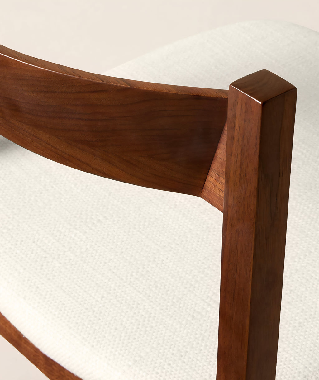 THE ONE × Ambrogio — Walnut Wood and White Upholstered Dining Chair