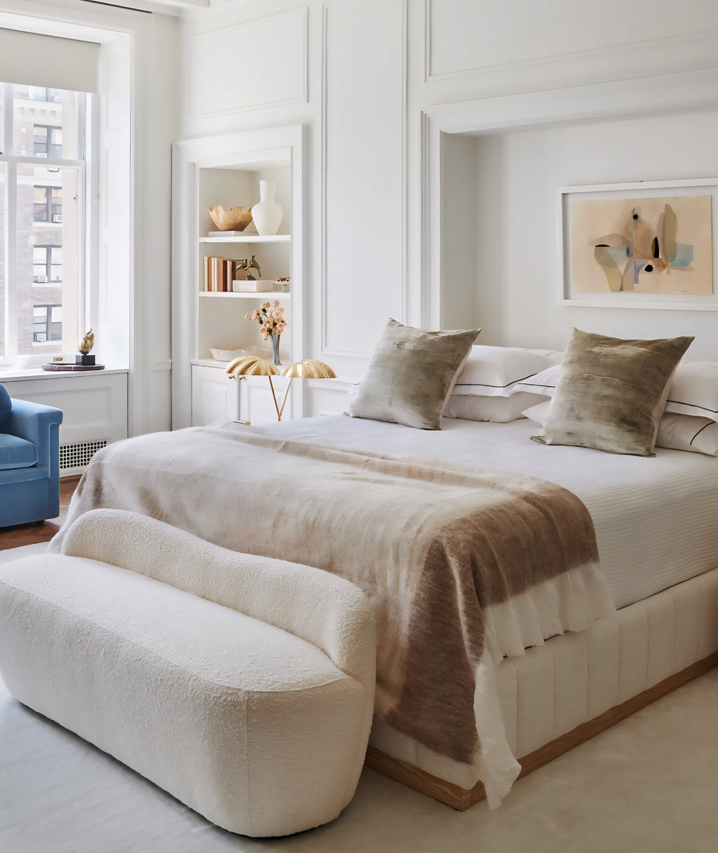 THE ONE × Forte — Channeled White Performance Fabric Upholstered Bed