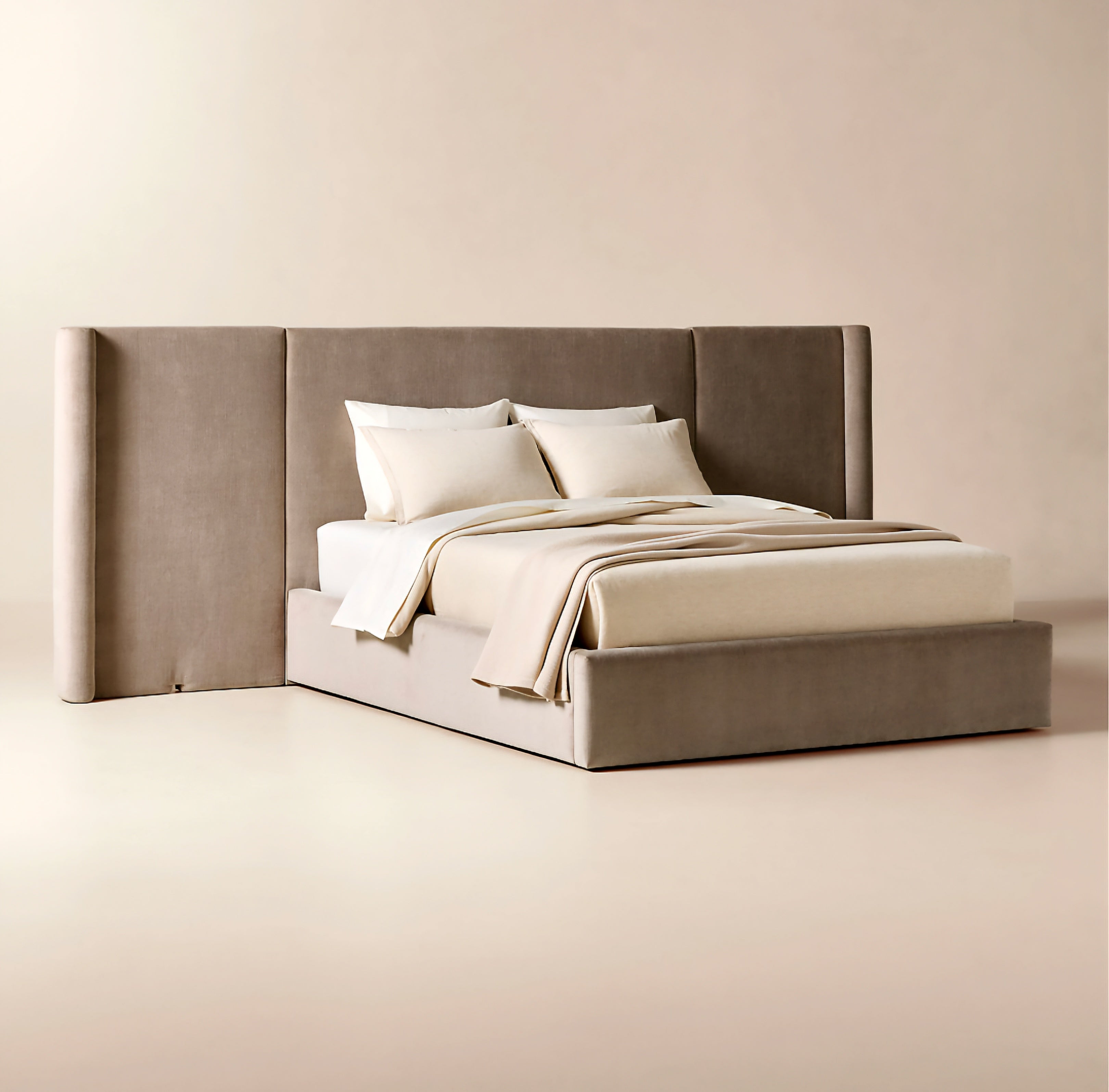 THE ONE × Abbott — Arctic Blue Velvet Upholstered Extended King Platform Bed