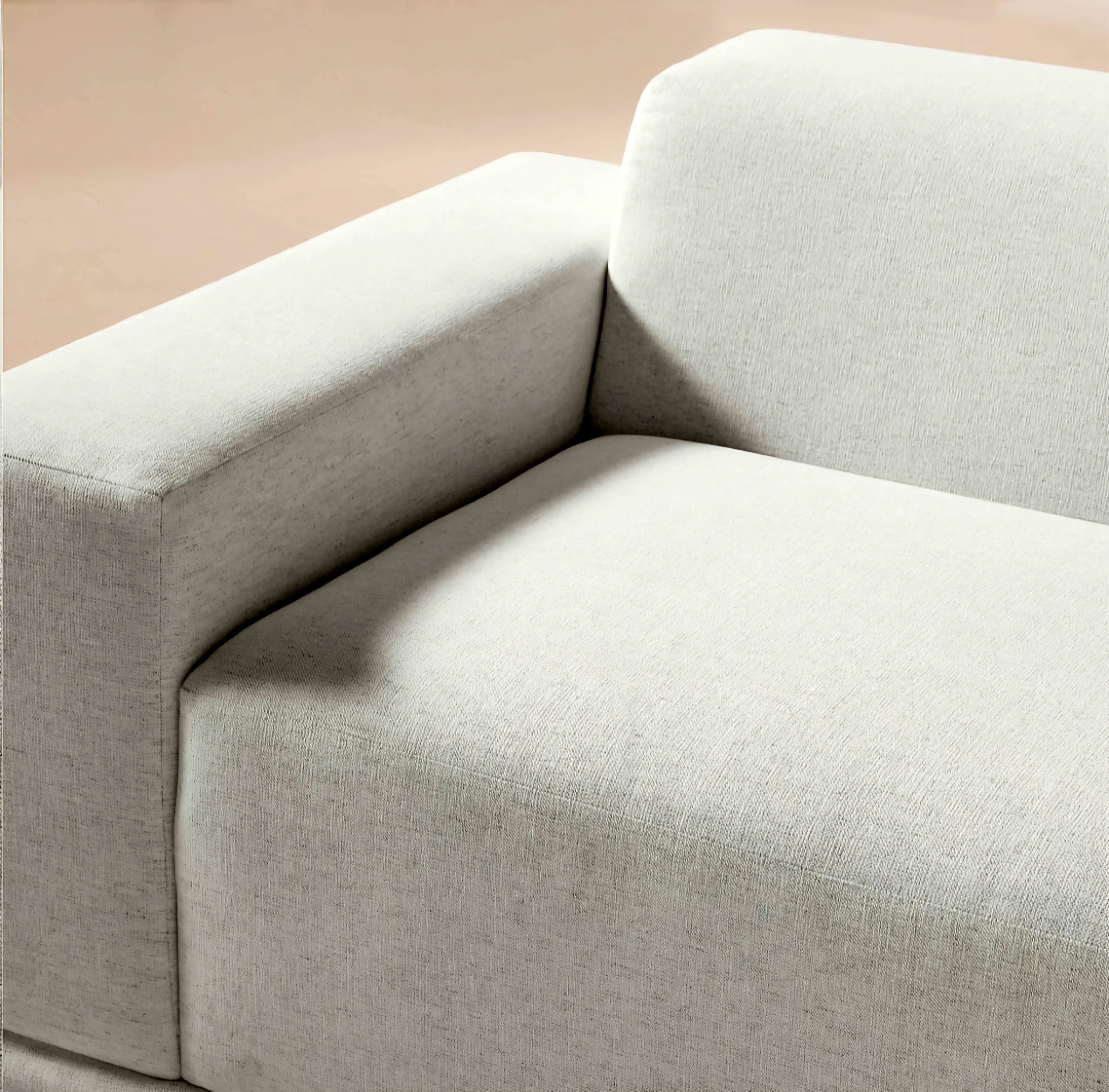 THE ONE × Faible — 6-Piece U-Shaped White Performance Linen Standard Depth Sectional Sofa with Left Arm