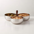 THE ONE × Kalman — Polished Stainless Steel and Walnut Serving Bowl Trio