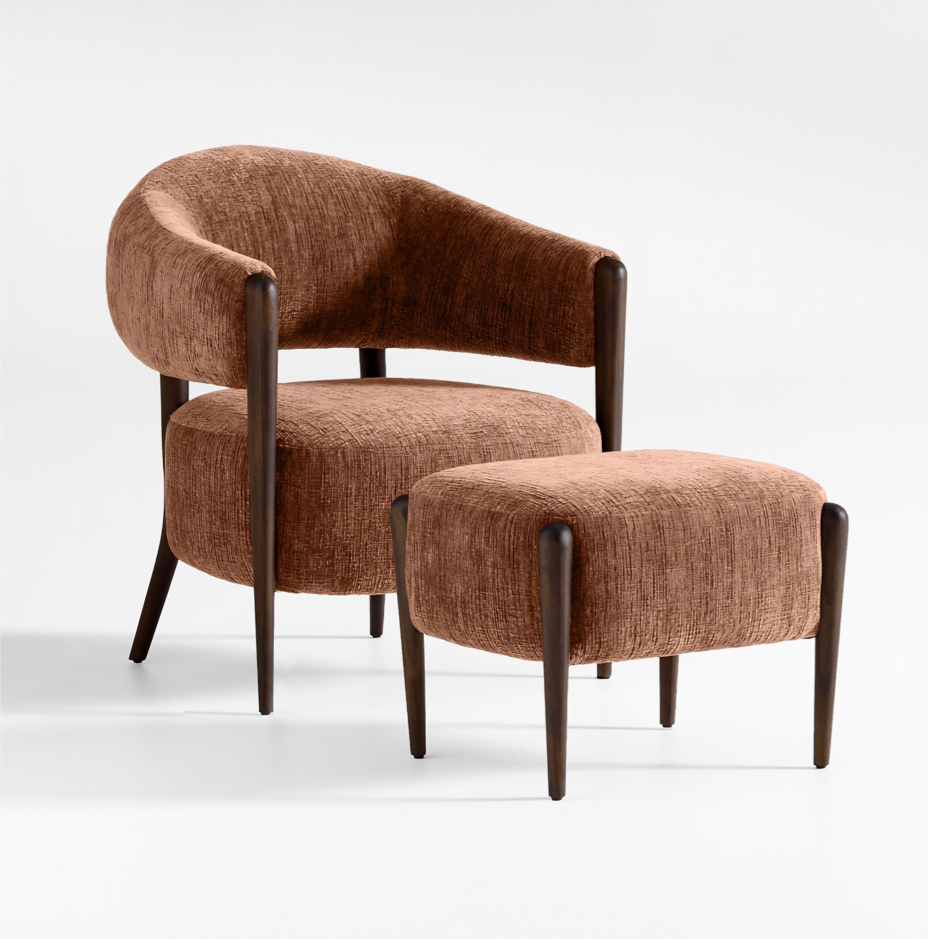 THE ONE × Santi — Wood Accent Chair with Ottoman