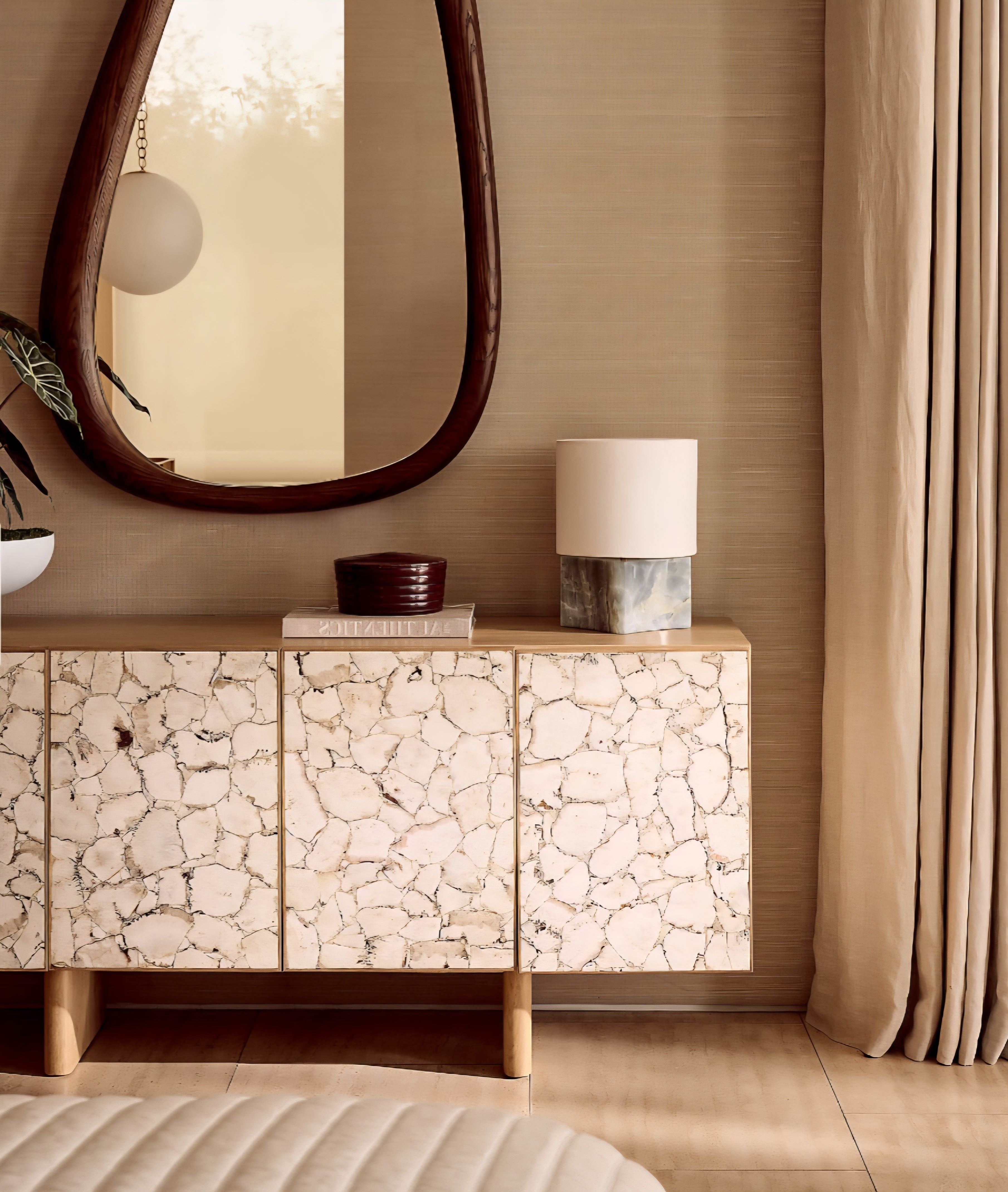THE ONE × Lina — Stone and White Oak Credenza
